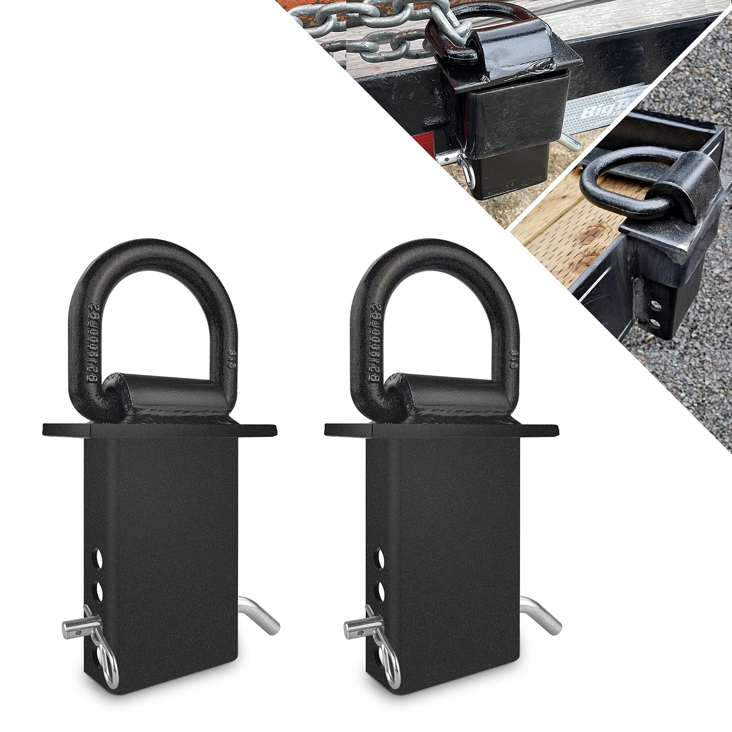 Viagl 2Pcs 18000Lbs Heavy Duty Removable D Ring Stake Pocket Tie Down For Utility Trailers And Flatbeds Equipped With Stake Pock