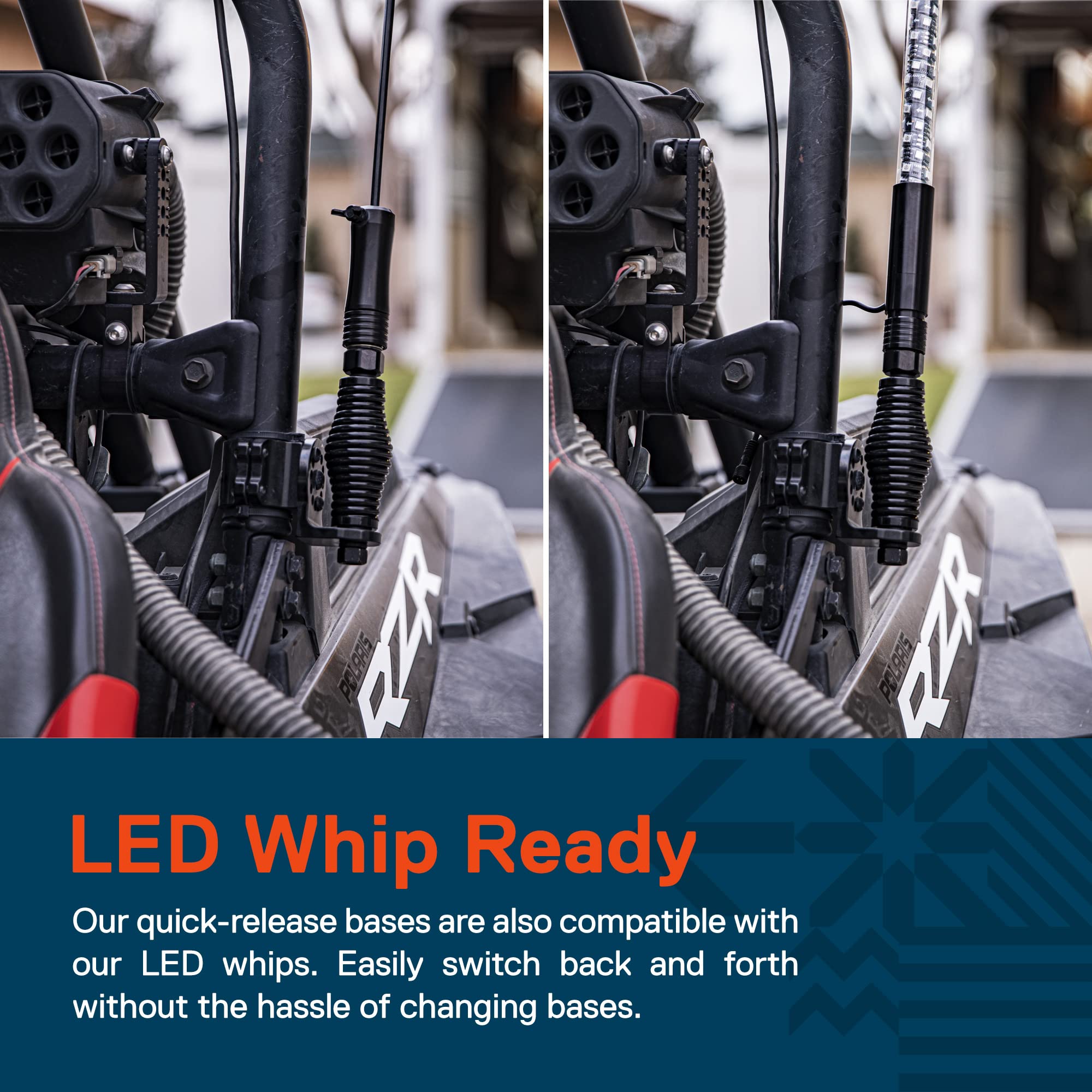 True Mods Quick-Release Flag Pole Holder [1/4'' & 5/16'' Size Poles] [6160 Aircraft Aluminum] [LED Whip Ready] Mounting Base for