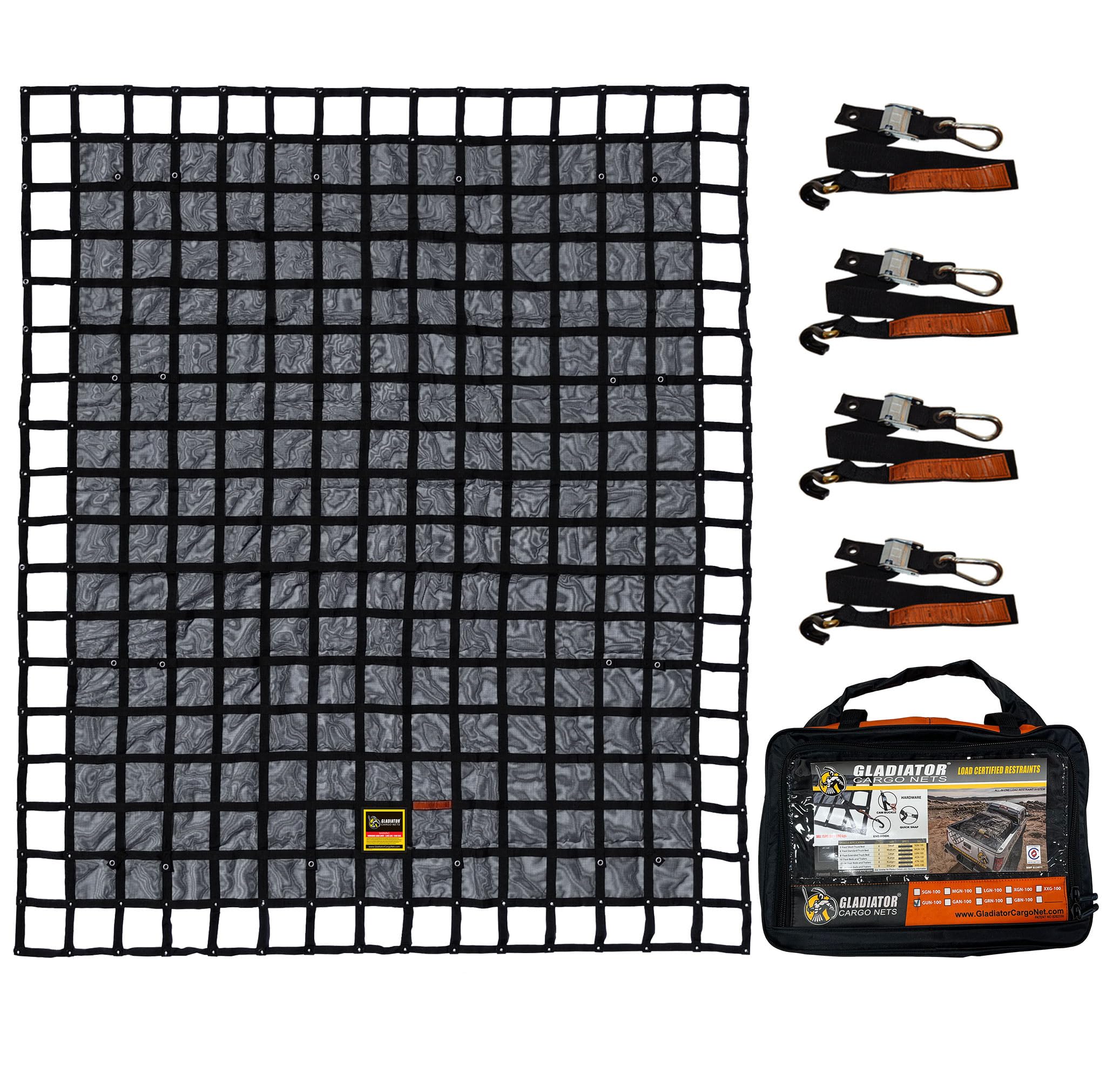 Gladiator Cargo Nets - Heavy Duty Truck Cargo Net - Extra Large- Perfect forTrailer, Boat, dumsters, Camping, Hunting, (XGN-100)