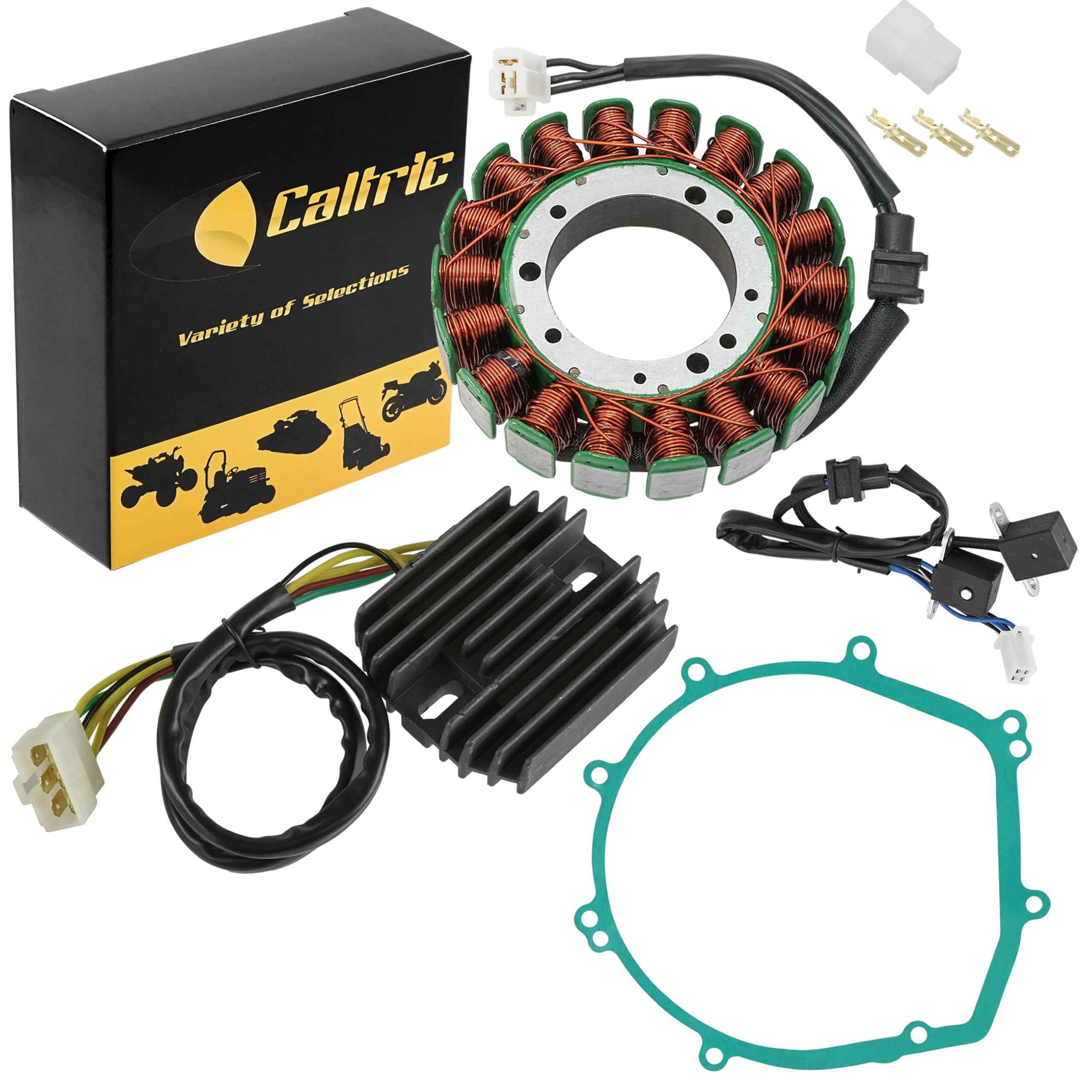 Caltric Stator and Regulator Rectifier with Gasket Compatible With Kawasaki Vulcan 1500 Nomad Fi Vn1500L 2001-2004