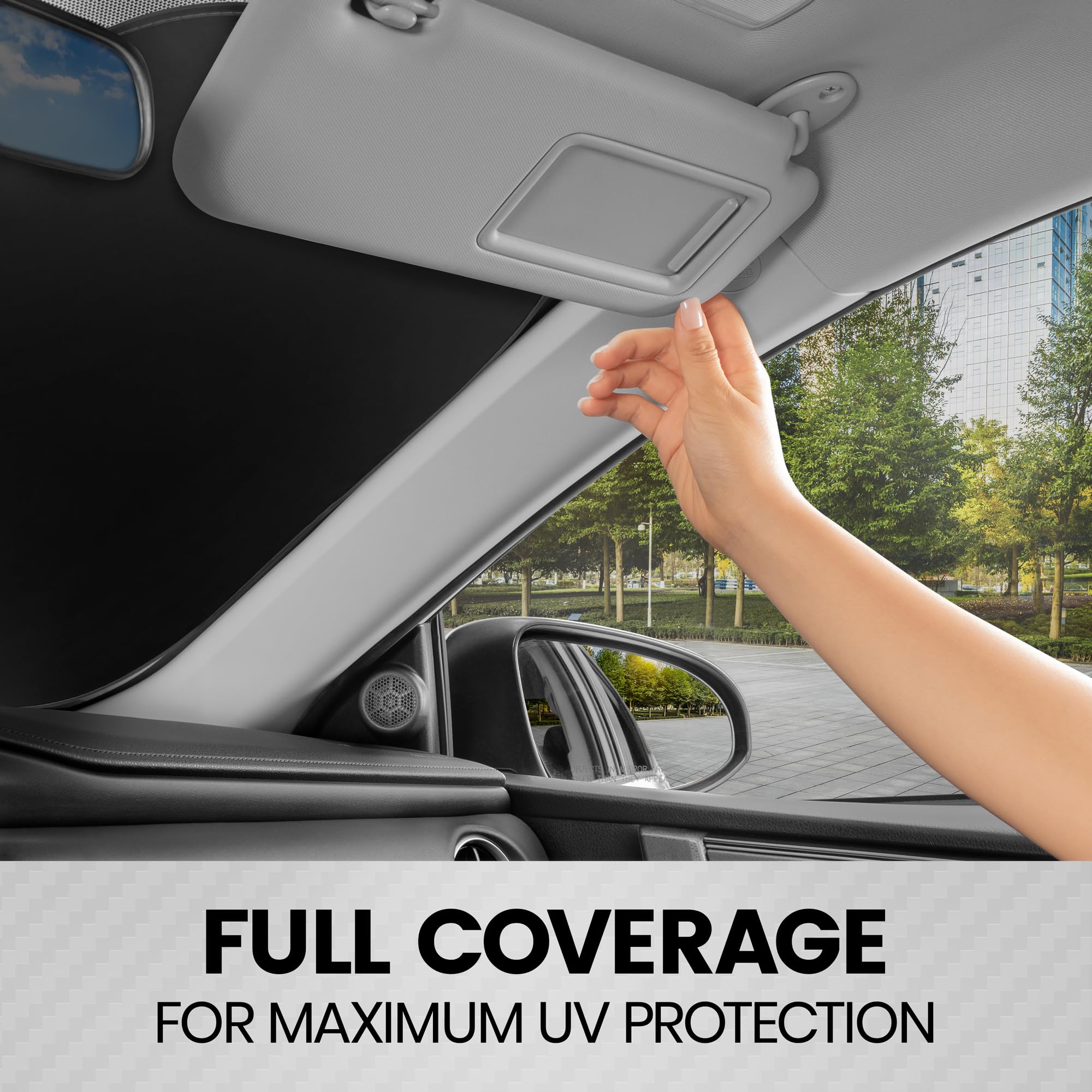 Bdk 2Pc Metallic Black Car Window Sun Shade Auto Shade For Windshield Visor, Block Uv Reflect Heat To Keep Your Car Suv Truck, 3