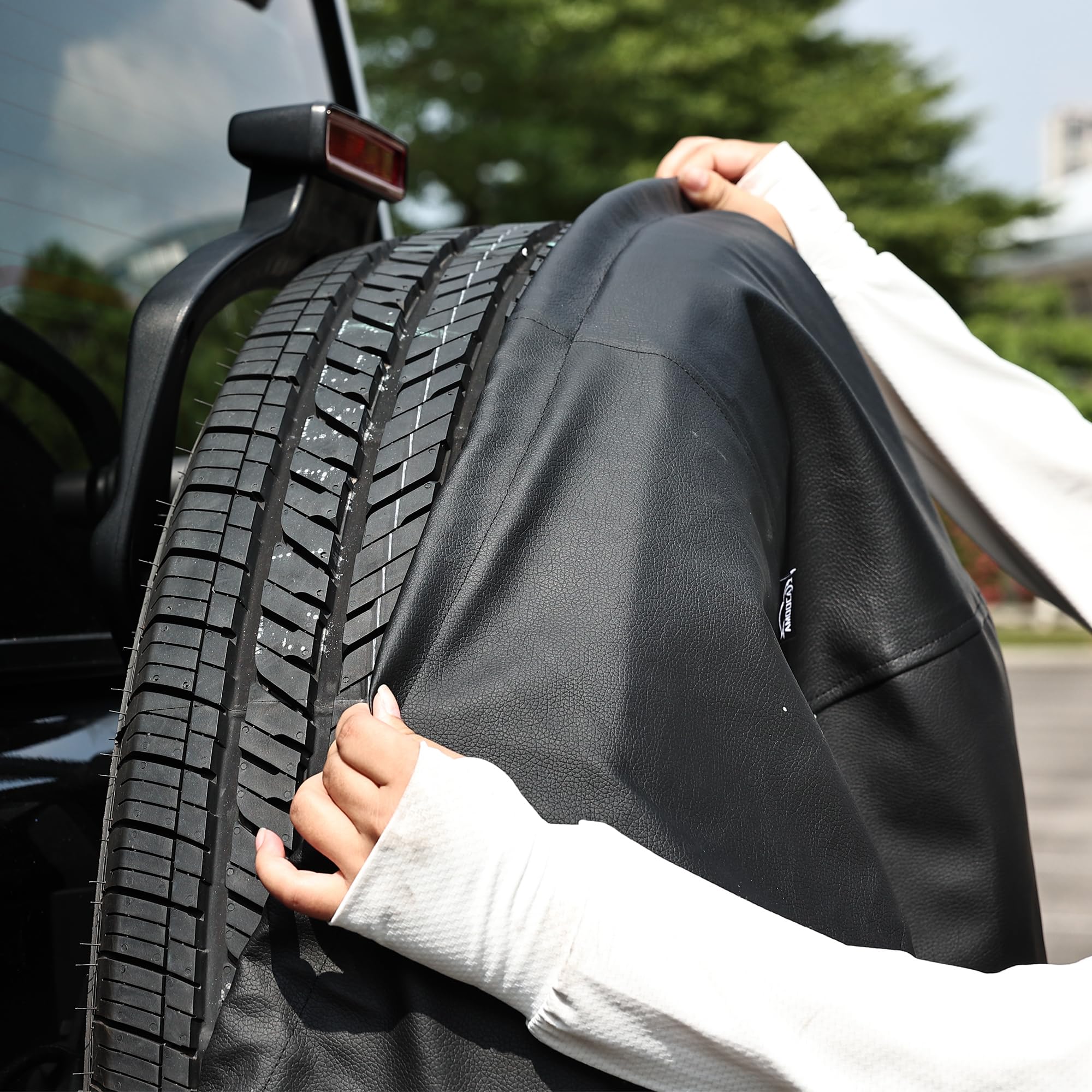 Moonet Pvc Thickening Leather Spare Tire Wheel Cover For Car Truck Suv Camper Trailer Universal Fit Rv Jp Fj, R18 Xxl Black (For