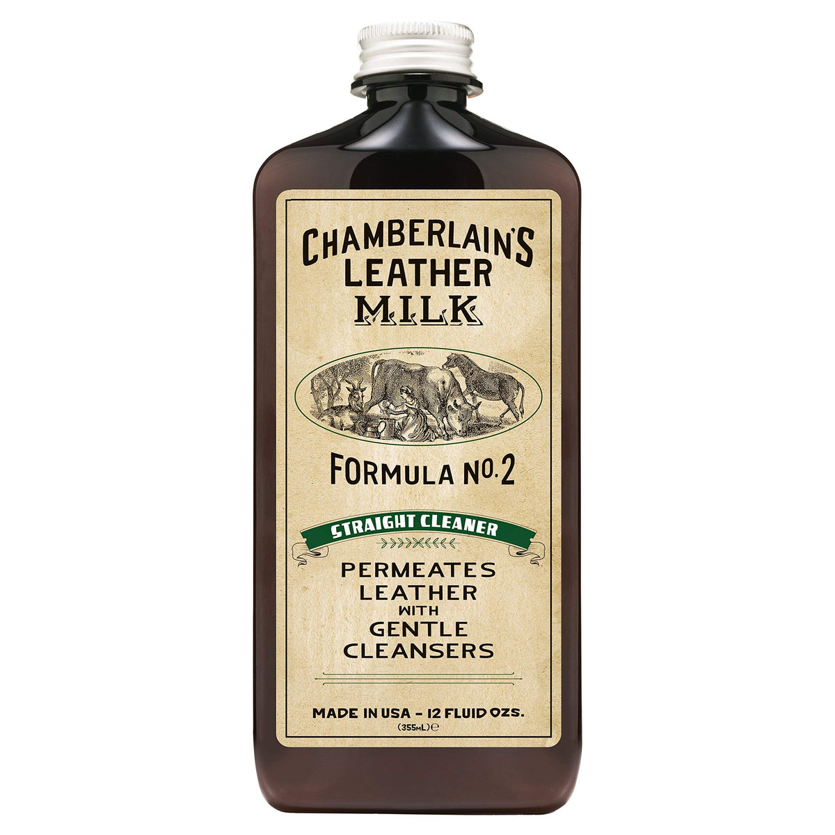 Leather Milk Leather Cleaner - Straight Cleaner No. 2 - All Natural, Non-Toxic Deep Cleaner Made In The Usa. 2 Sizes. Includes Premium Cleaning Pad!