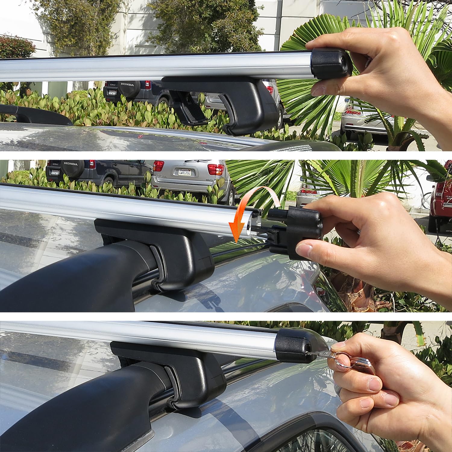 Spec-D Tuning Adjustable 53'' Car Top Silver Aluminum Cross Bar Roof Cargo Luggage Rack
