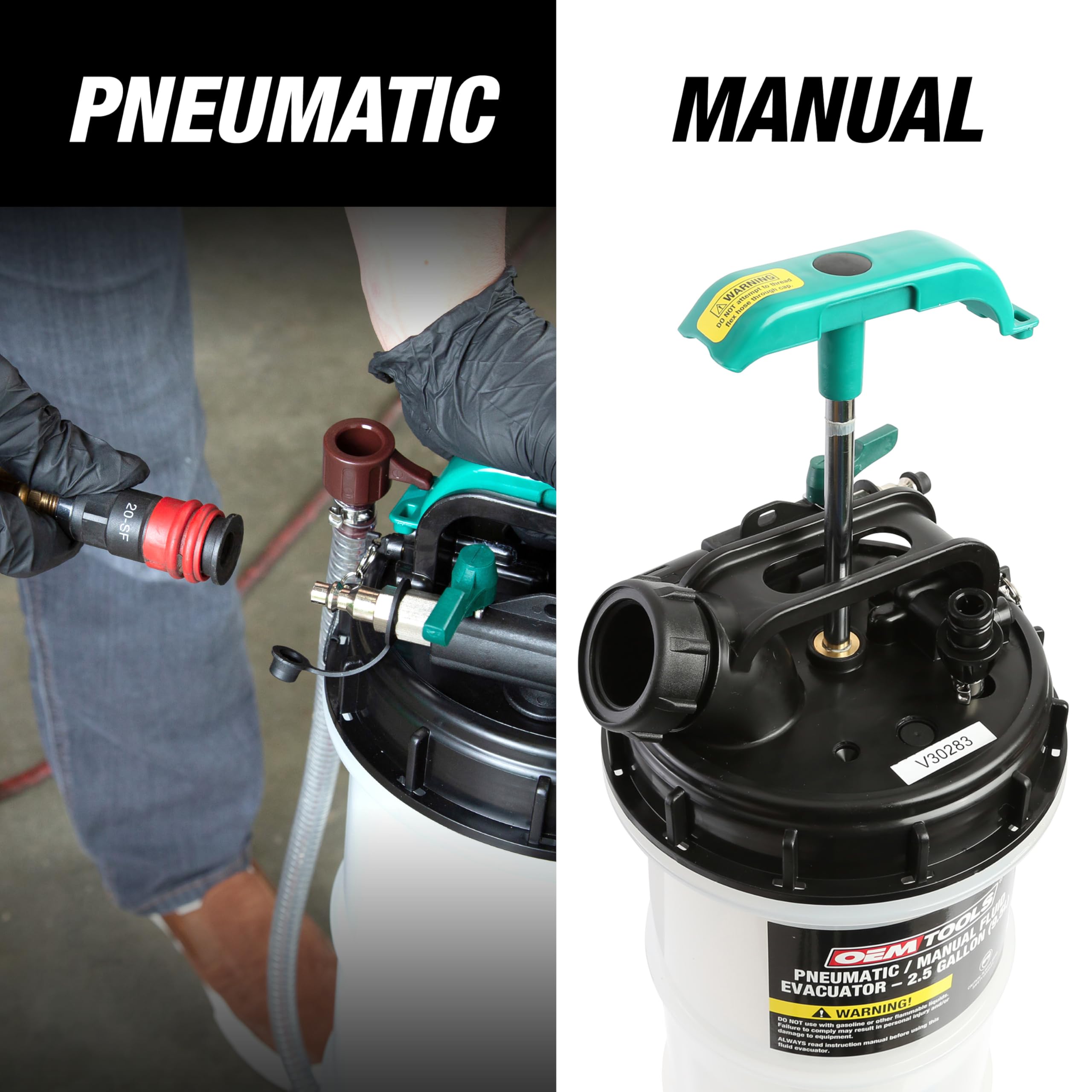 Oemtools 24938 Pneumatic/Manual Fluid Extractor, 9.5L Oil Extractor, Automotive Tool For Engine Oil, Transmission Fluid, And Coo