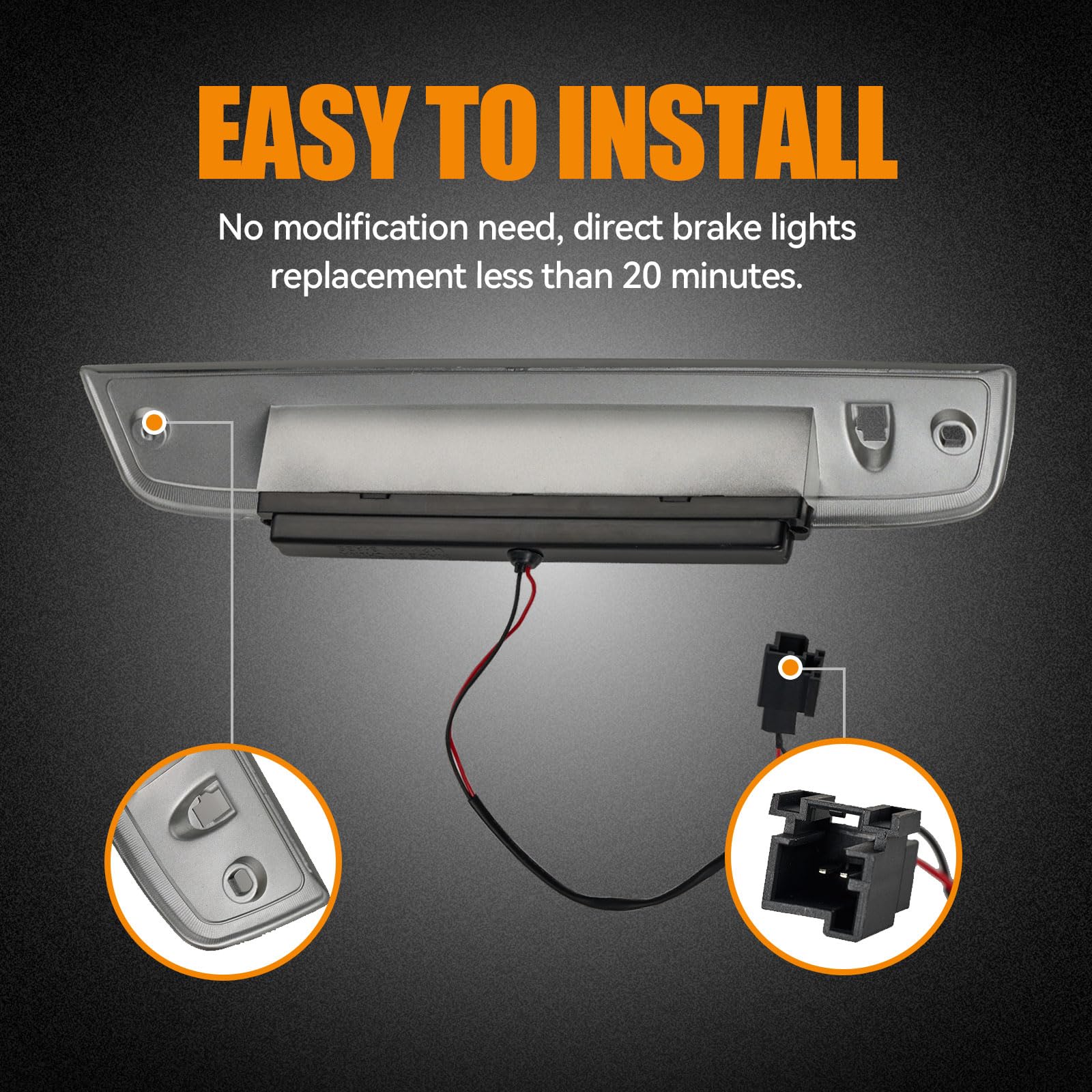 Cxdar Third 3Rd Brake Light Led For 2003-2016 Ford Expedition, High Mount Rear Brake Lights Assembly For 03-16 Lincoln Navigator