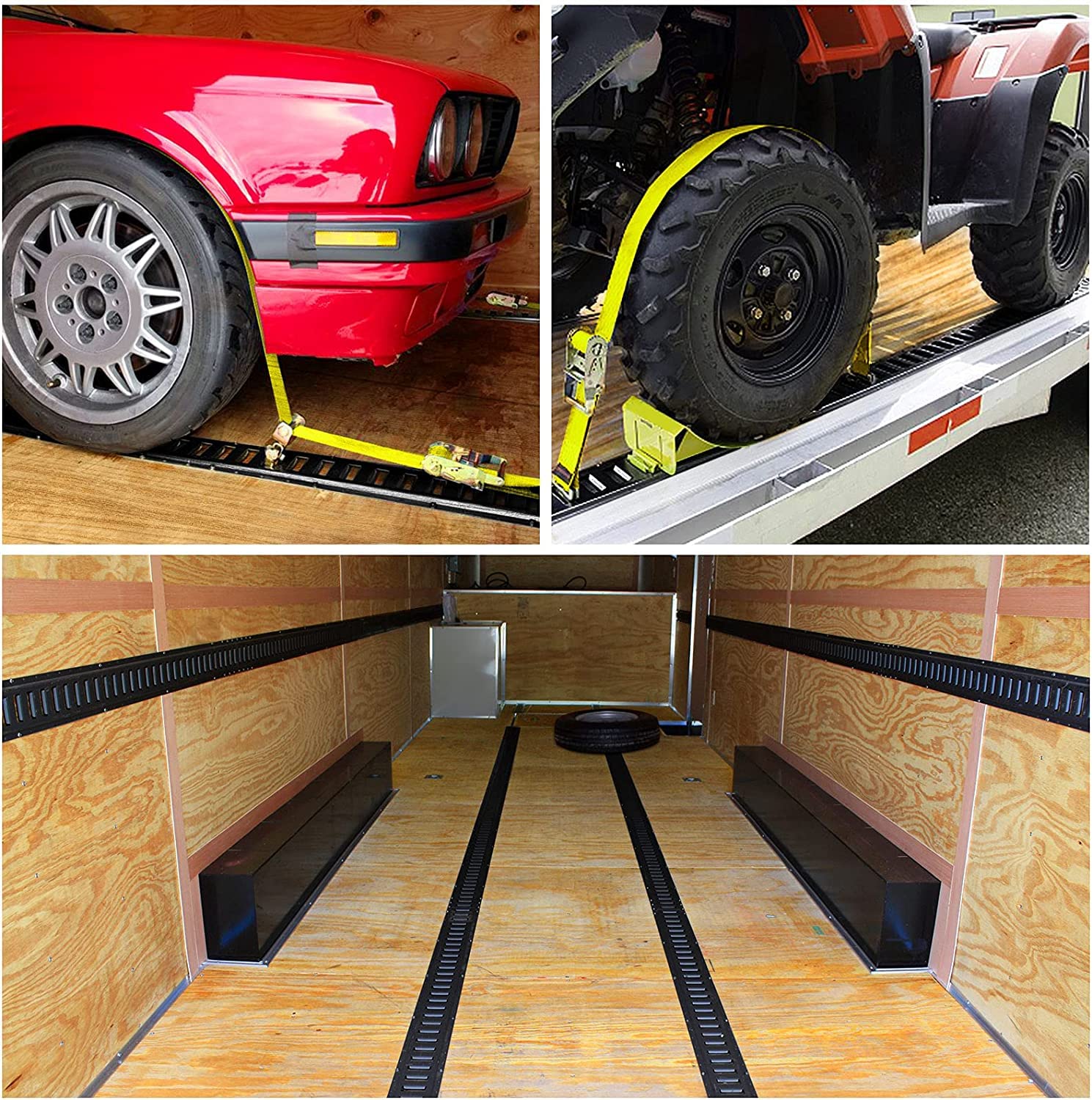 Trekassy 8Ft E Track Tie-Down Rail Kit, 4 Pack 8' Etrack Rails With 16Pcs E-Track Accessories Including 8 Steel O-Ring Anchors A