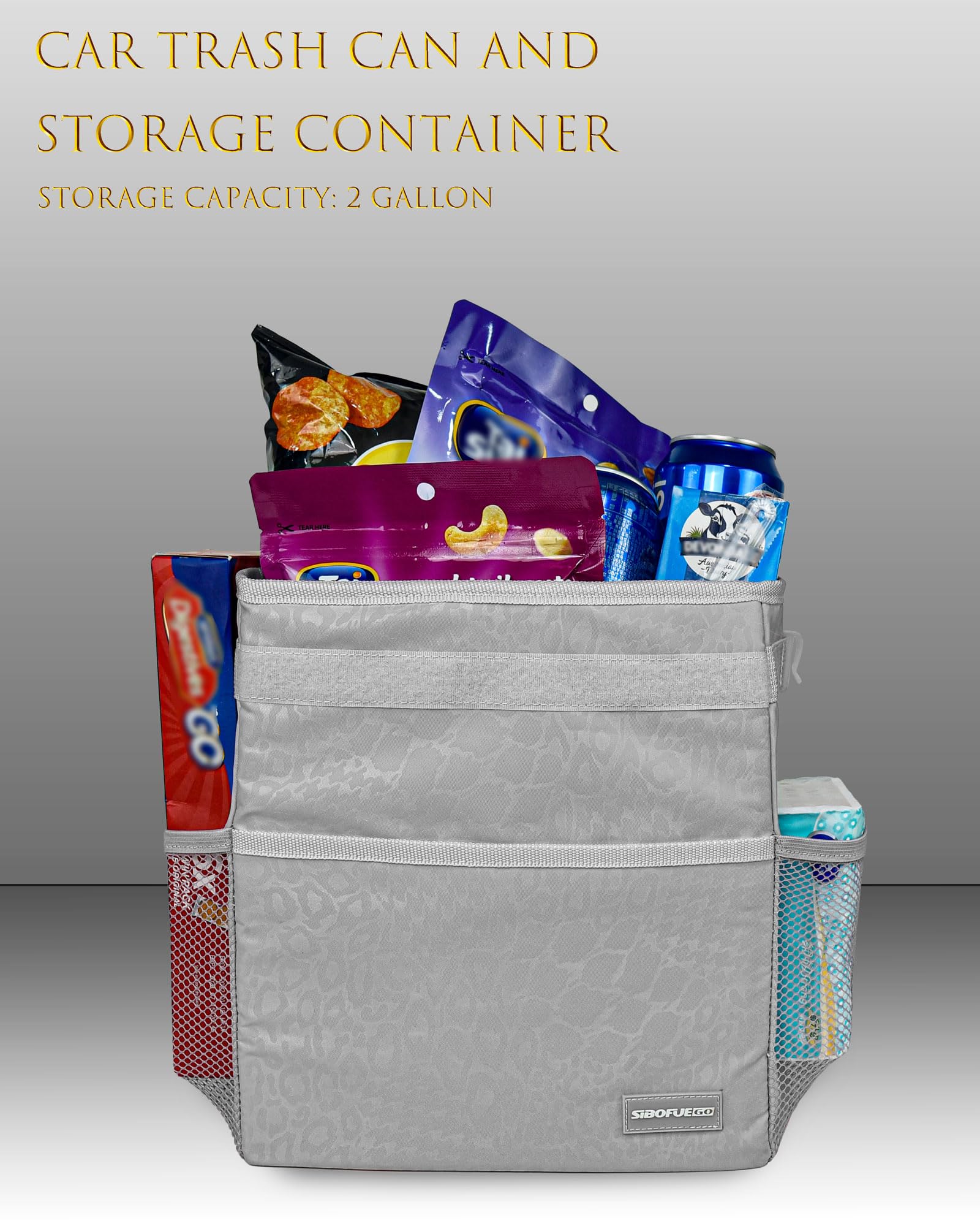 Sibofuego Car Trash Can Cute - Car Accessory For Garbage And Storage, Adjustable And Collapsible Car Garbage Can, Waterproof And