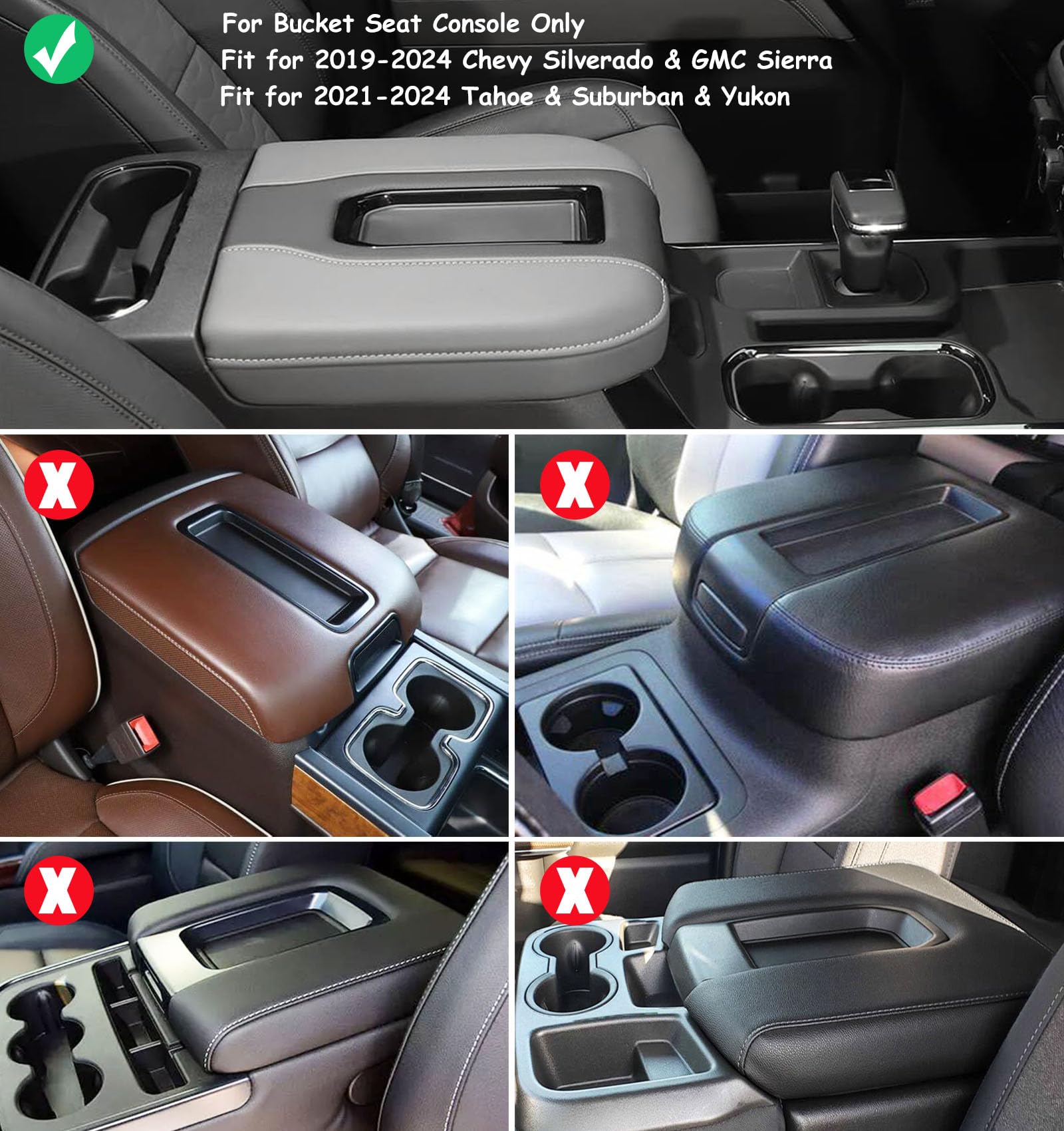 Zxiaochun Center Console Cover For 2019-2025 Chevy Silverado/Gmc Sierra And 2021-2025 Tahoe/Suburban/Yukon Accessories, Console