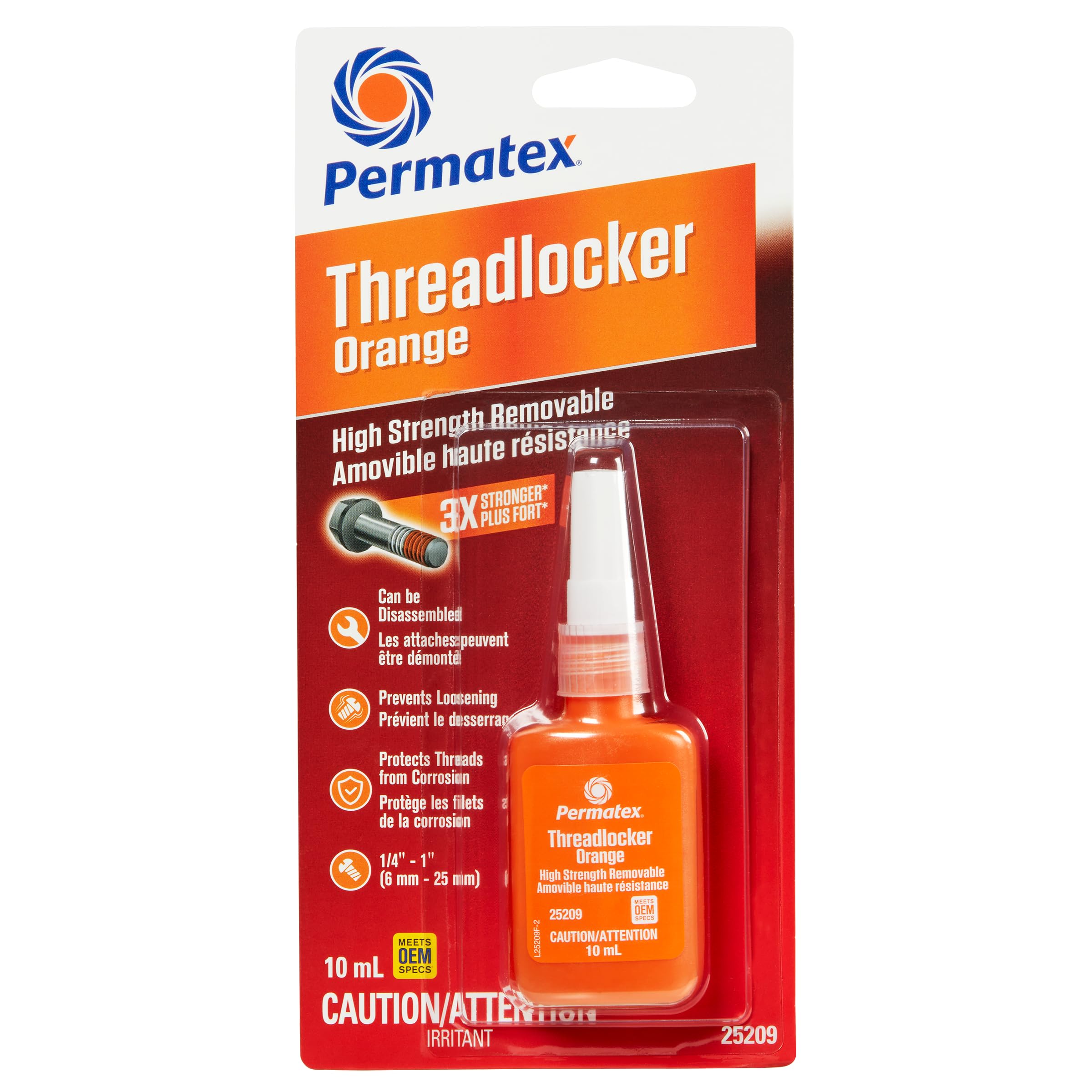 High Strength Removable Threadlocker - Orange, 10 ml