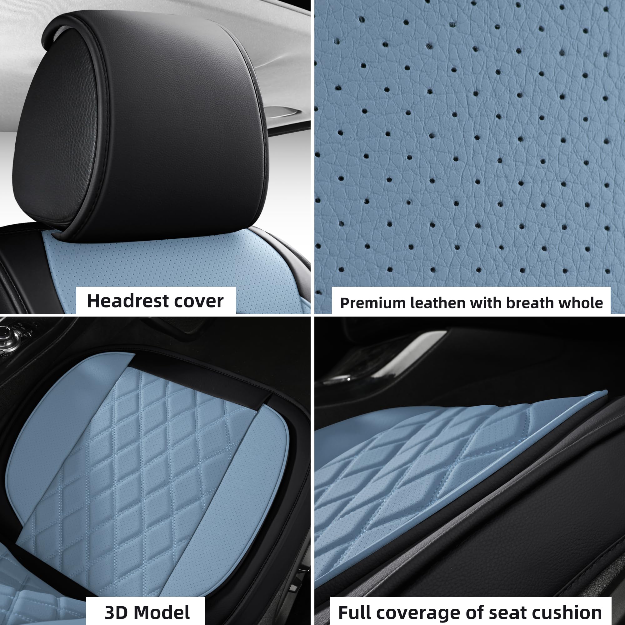 LINGVIDO Waterproof Leather Car Seat Covers - Full Set Sport Cushion Protector for SUVs, Trucks, and Cars Automotive Seat Covers