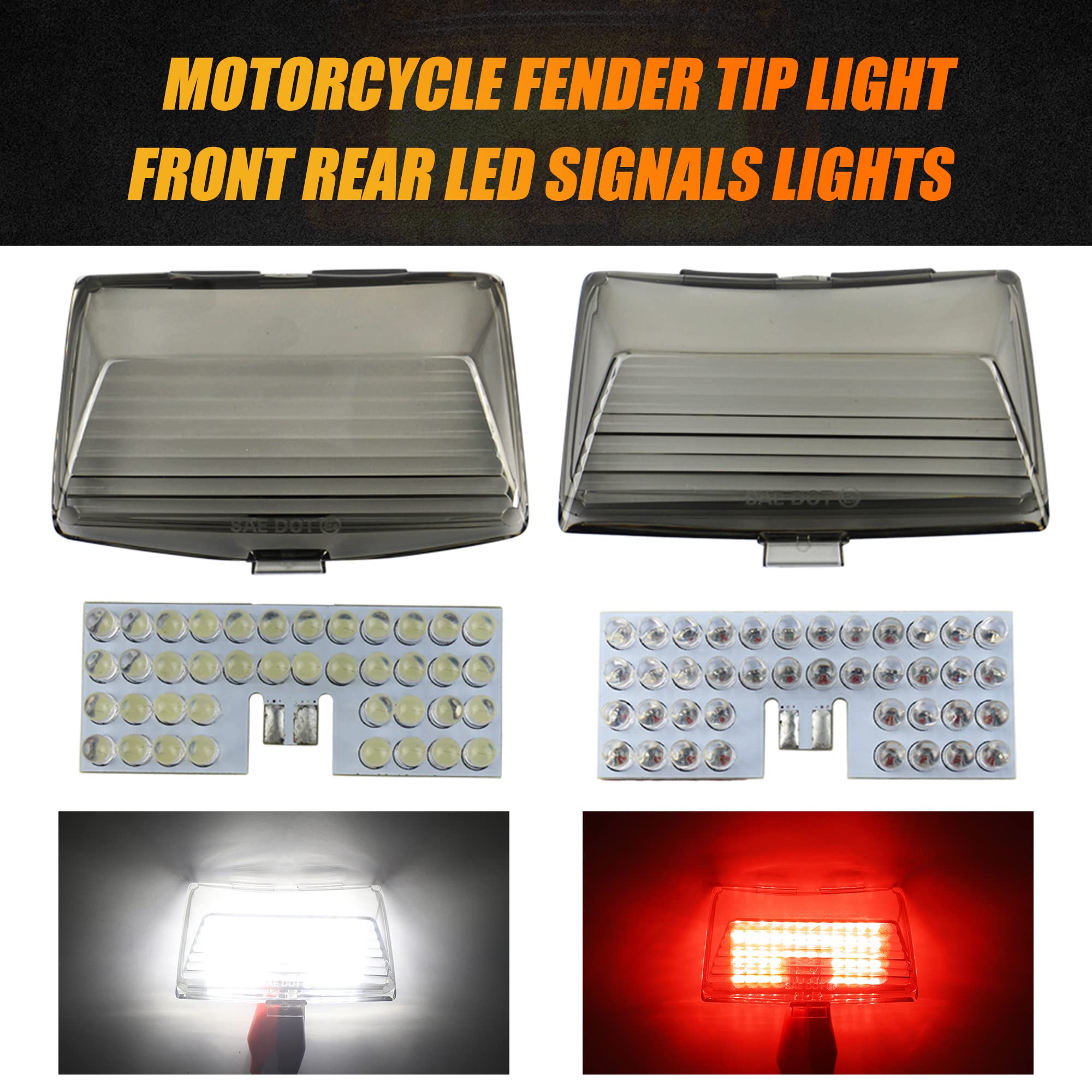 Akmties Fender Tip Led Brake Light For Electra Glide Classic Electra Glide Touring Tour Ultra Limited Flhtc Road King (Red+White)