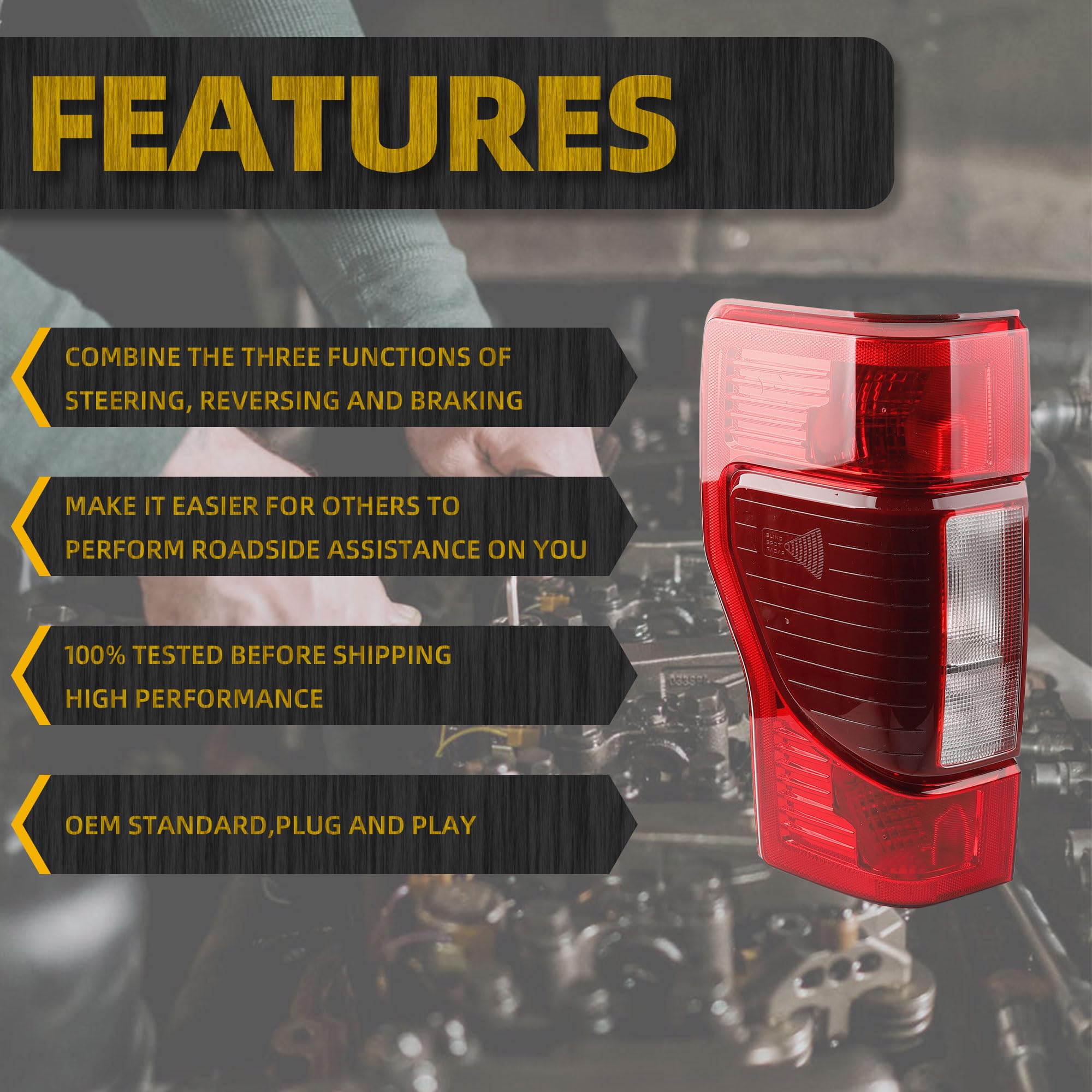 Dasbecan Left Driver Side Tail Light Assembly Compatible With 2020 2021 2022 Ford F250 F350 Super Duty Blind Spot Module Can Be