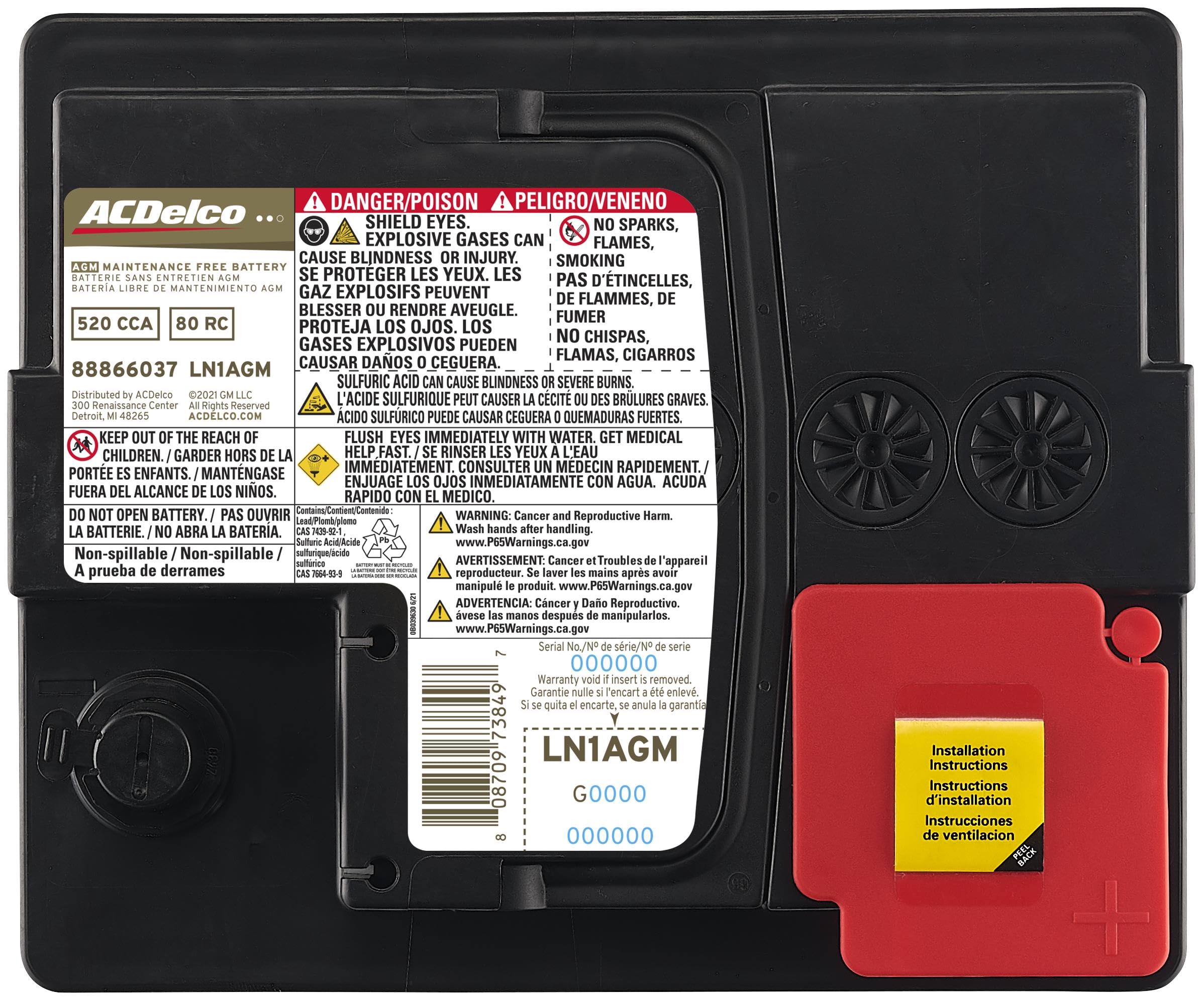 ACDelco Gold LN1AGM 36 Month Warranty AGM BCI Group LN1 Battery
