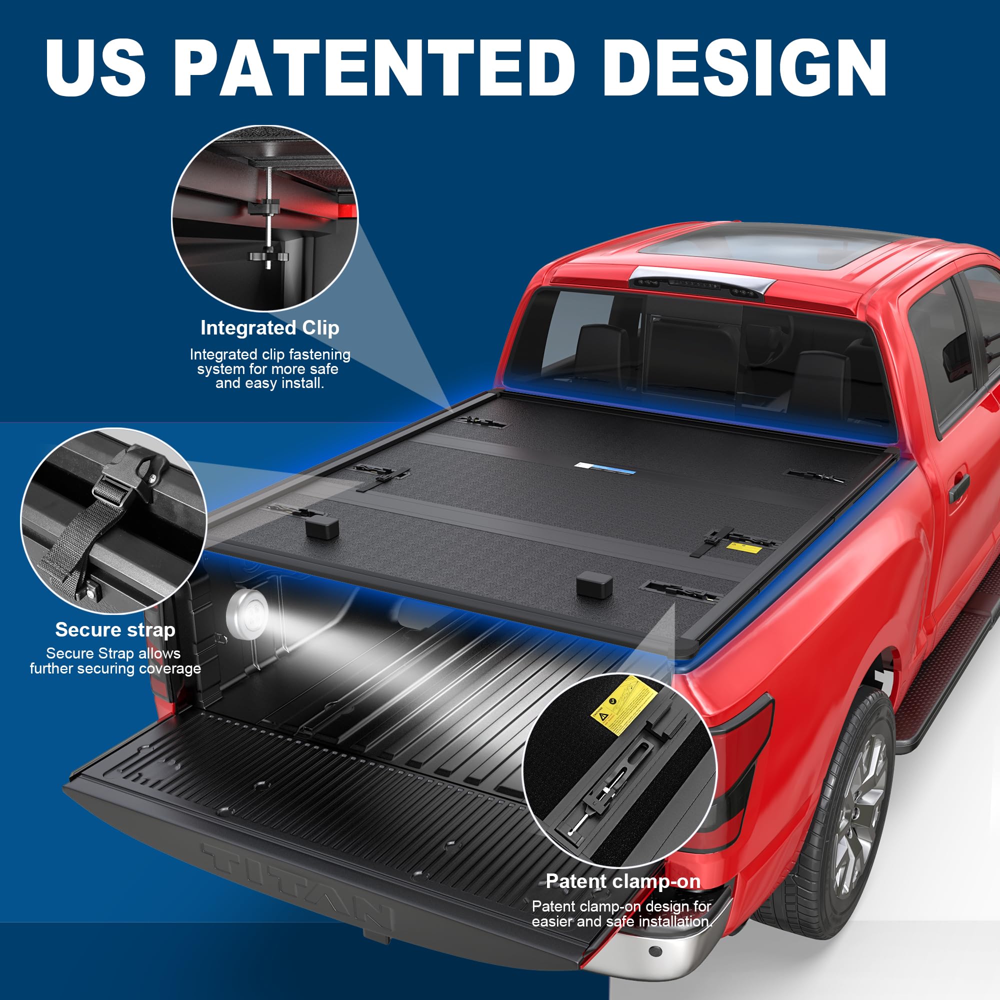 Mostplus Tri-Fold Soft Vinyl Truck Bed Tonneau Cover Compatible With 2005-2025 Nissan Frontier 6Ft Feet Bed,Fleetside On Top