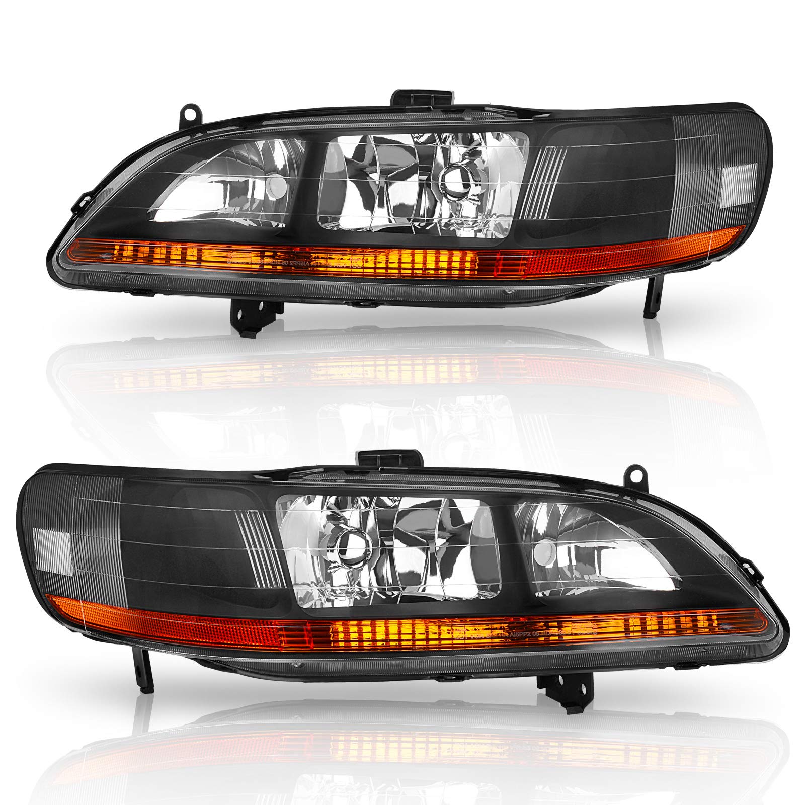 Dwvo Headlights Assembly Compatible With 98-02 1998 1999 2000 2001 2002 Accord Headlamp Black Housing