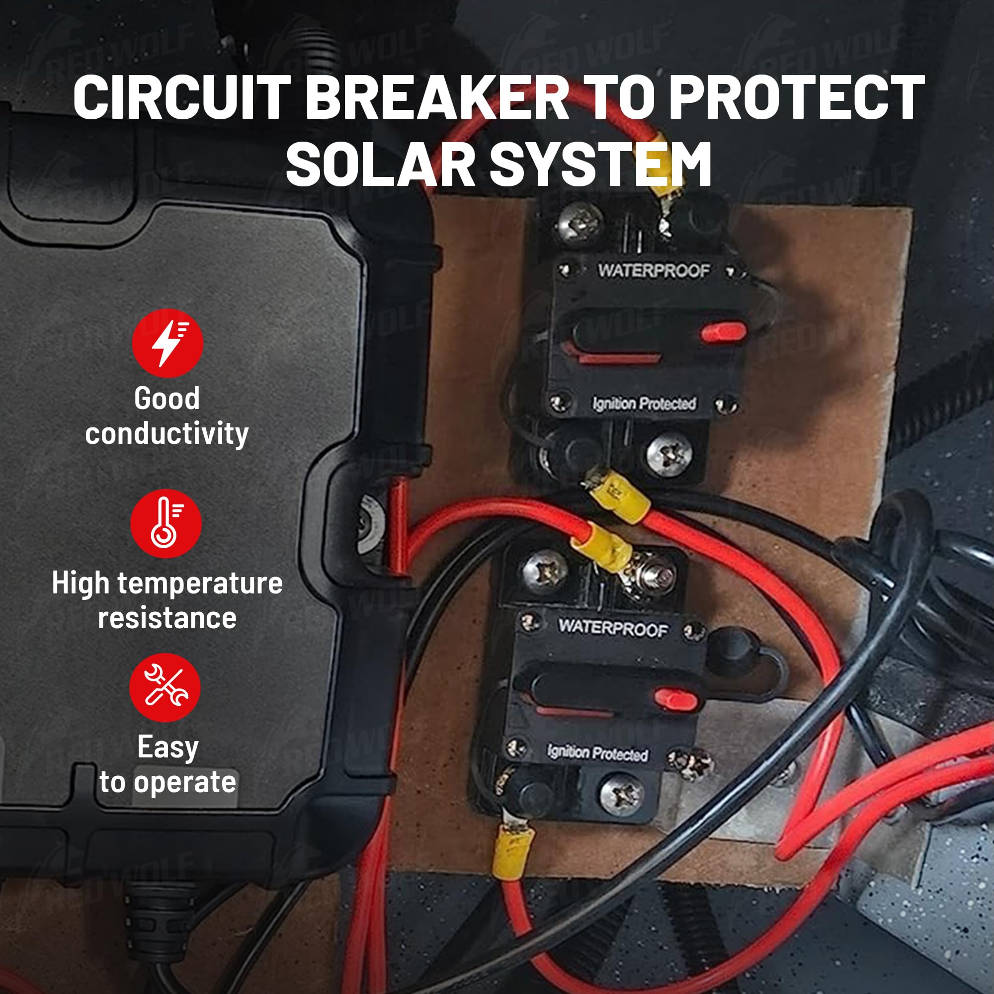 RED WOLF 40 AMP Car Circuit Breaker w/Manual Reset Switch Inline Fuse Holder Inverter for Motor Trolling Vehicles Audio Radio So