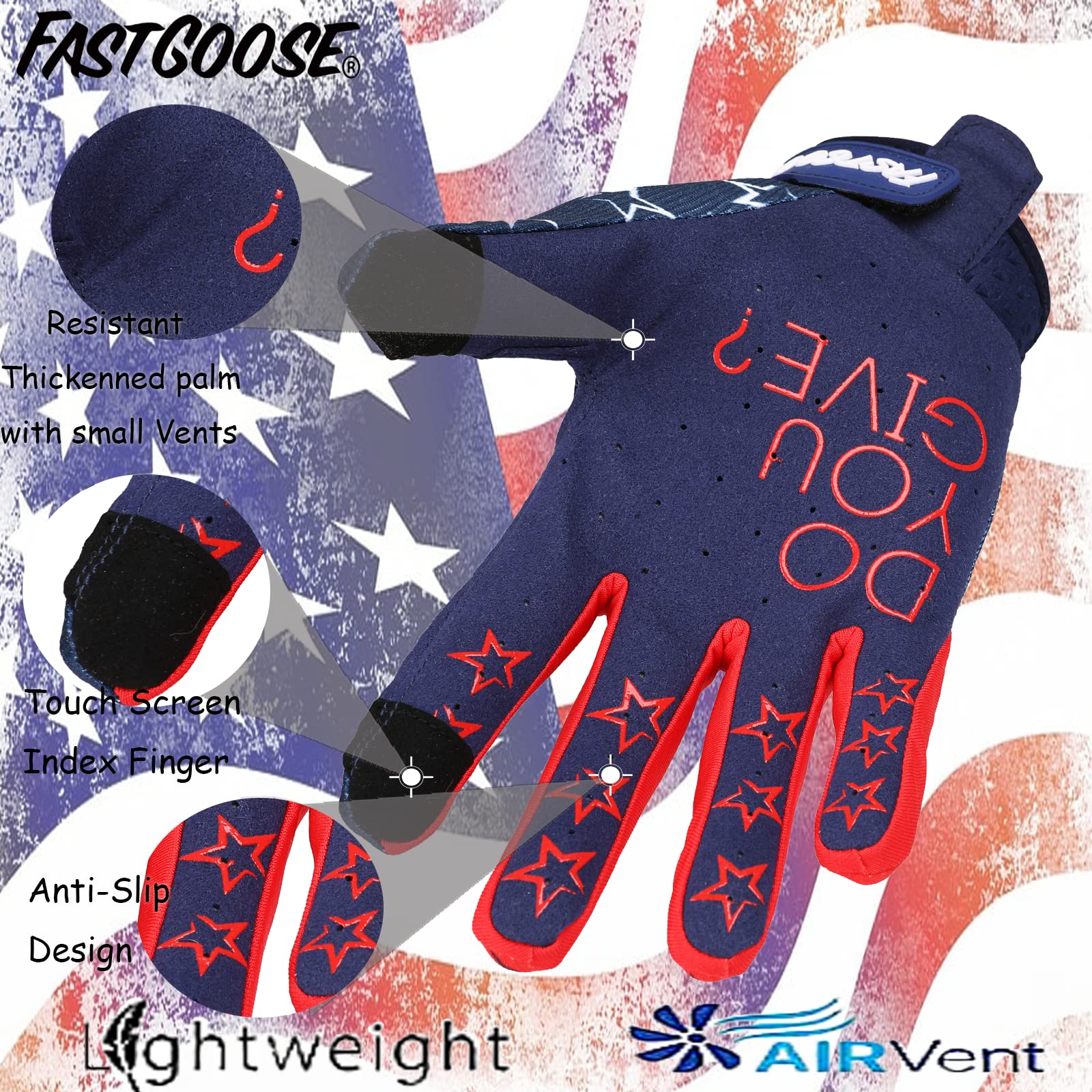 Fastgoose Motorcycle Gloves Drit Bike Gloves Motocross Gloves For Men Women,Breathable Lightweight Off-Road Gloves For Atv Bmx M