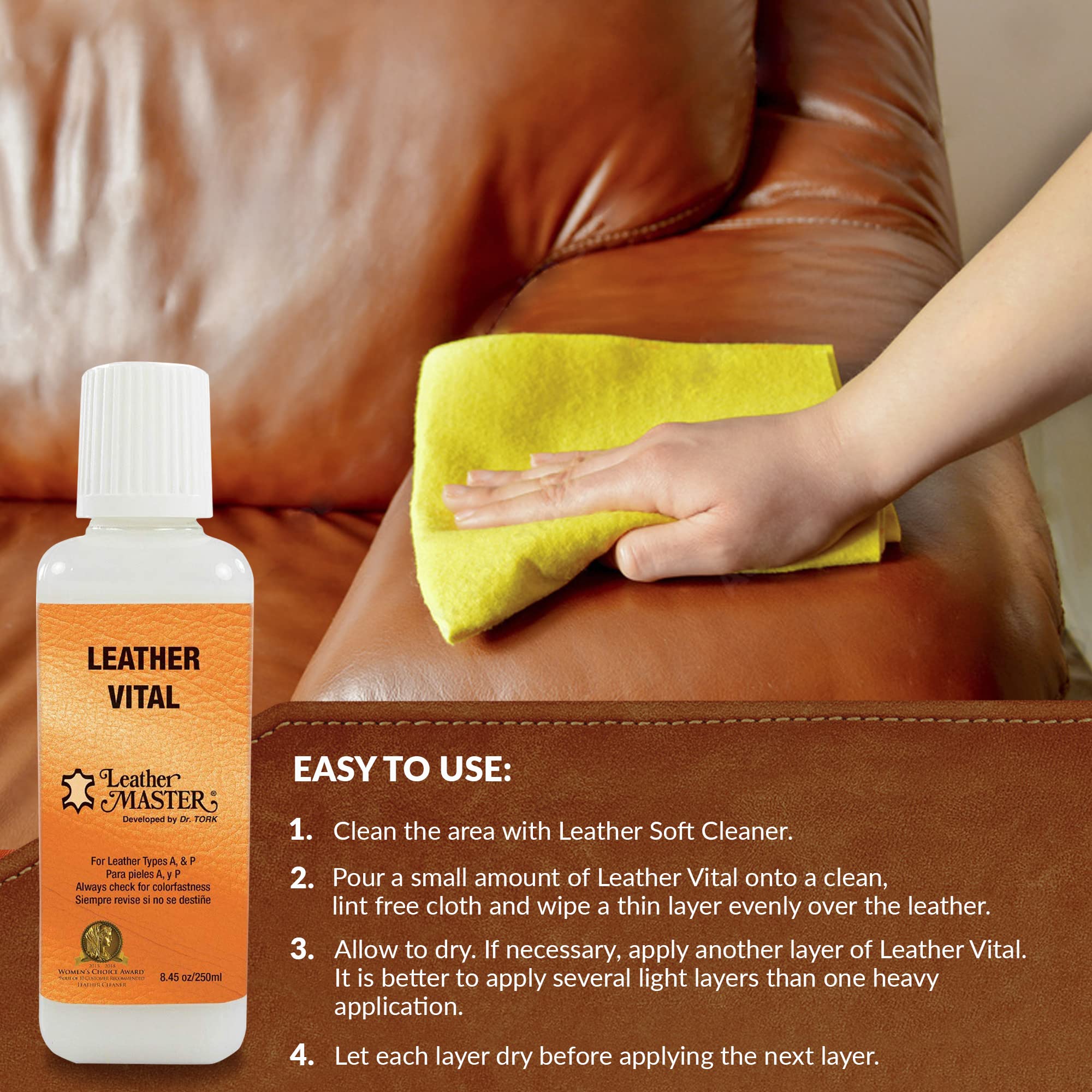 Leather Master Leather Vital Softener and Revitalizer (250ml) - These Products Condition, Protect, Polish, and Repair. Add to Cleaner Kit for Detailing Accessories or Car Seat Interior