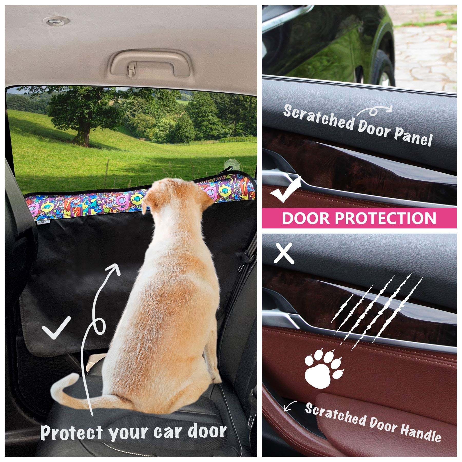 Winbate 2Pcs Dog Car Door Protector, 29.5 X 20.47 Waterproof Scratchproof Nonslip Durable Machine Washable Cardoor Protectors Fr