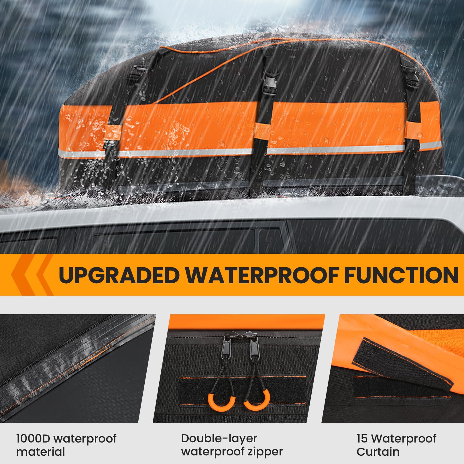 Sailnovo Rooftop Cargo Carrier Waterproof 20 Cubic Feet Car Roof Rack Cargo Carrier Roof Cargo Bag For All Cars With/Without Rac
