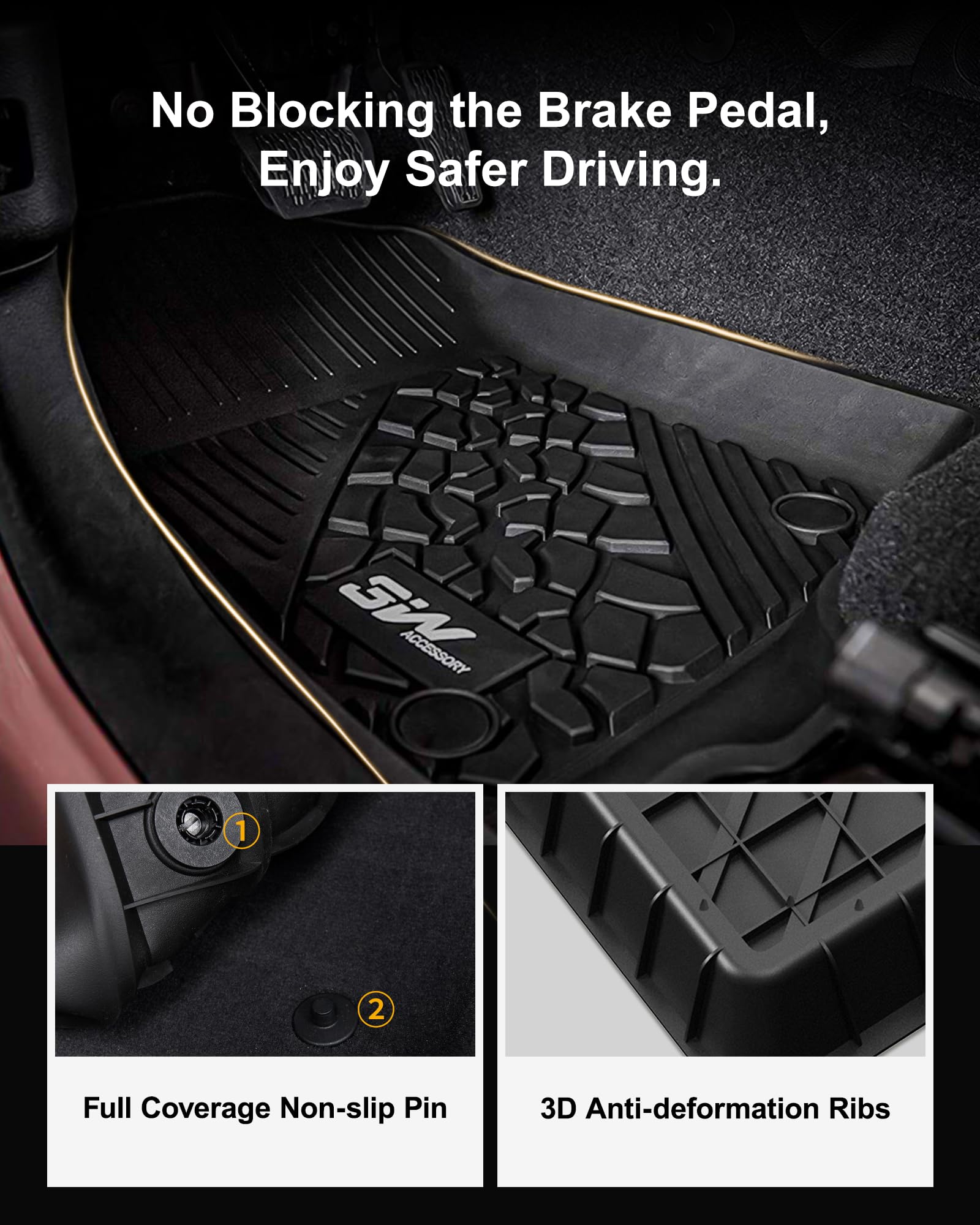 3W Floor Mats And Cargo Liner Fit For 2017-2025 Jeep Compass, Tpe All Weather Custom Fit First Second Rows And Trunk Full Set Ca