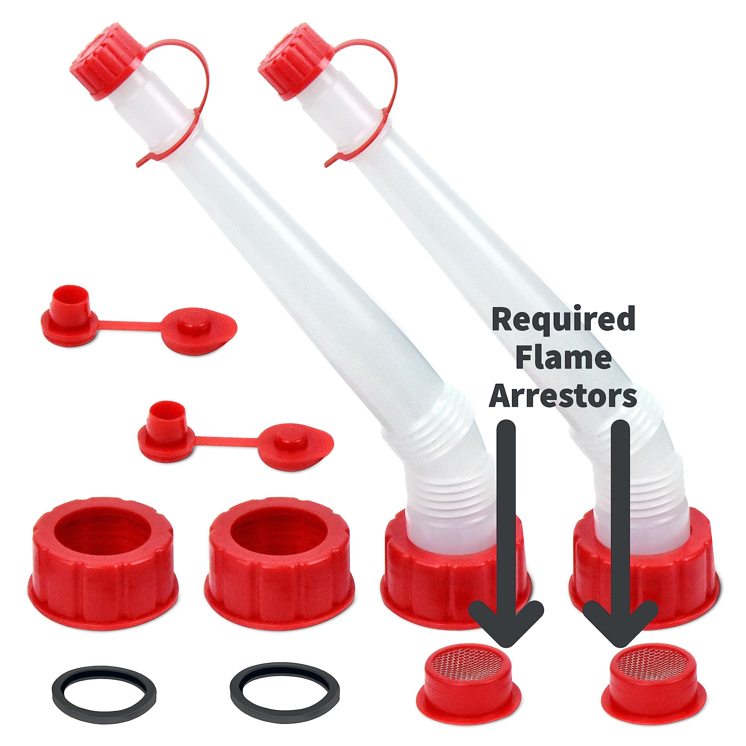 Cm Concepts® Gas/Water Can Long Angled Spill-Free Spout Nozzle & Vent Replacement Kit W/Filter Screen Old Style (2)