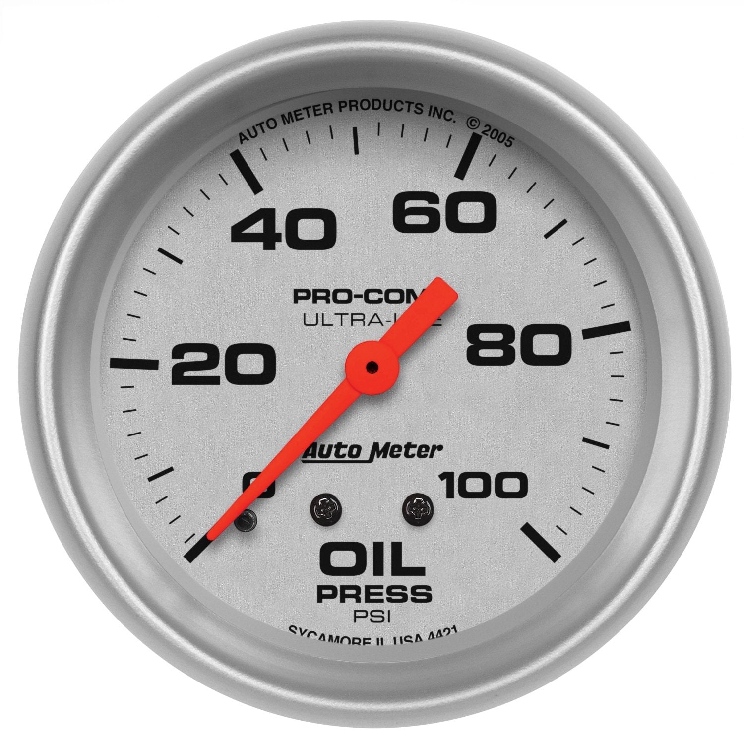 Auto Meter 4421 Ultra-Lite Mechanical Oil Pressure Gauge Regular, 2-5/8'' (66.7Mm)