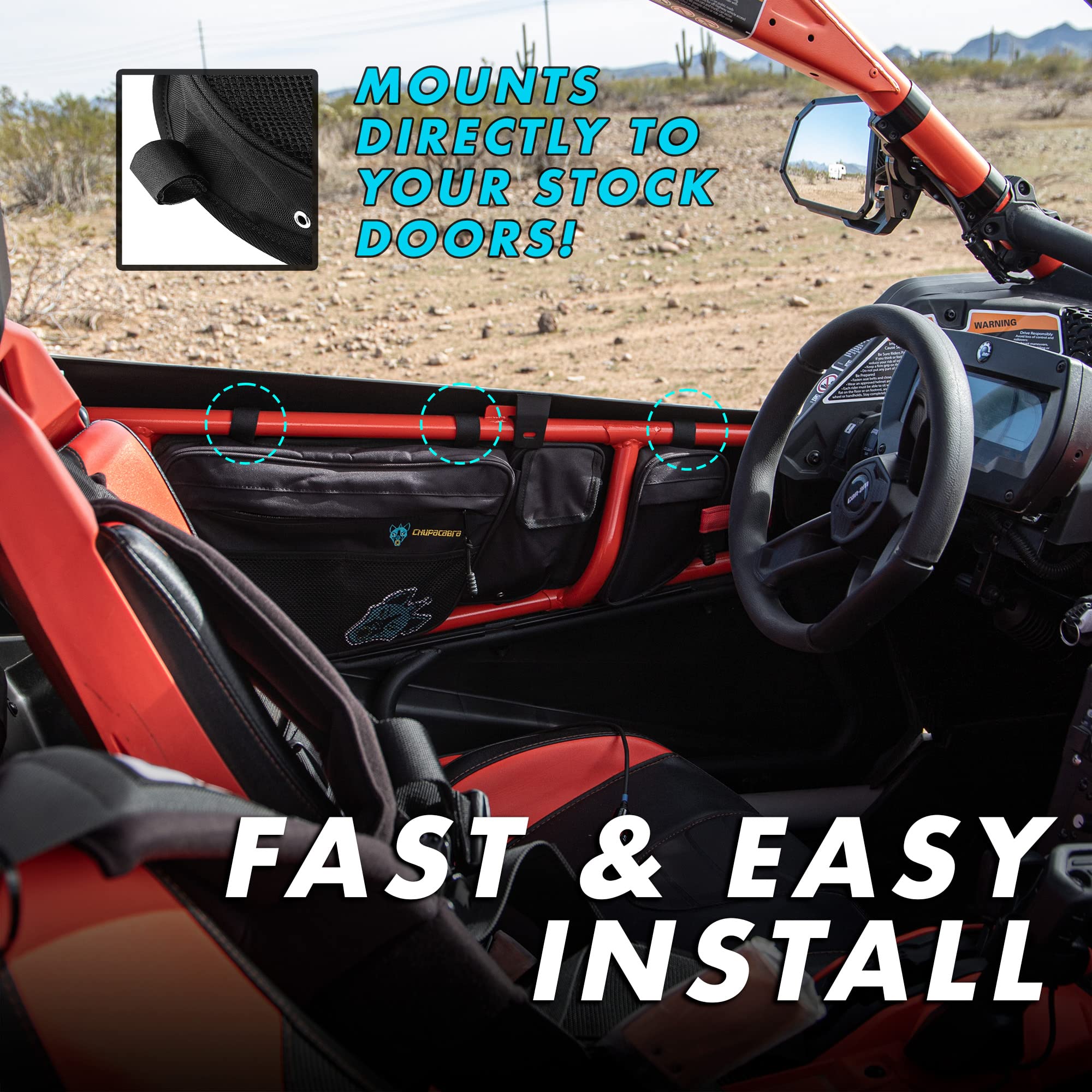 Chupacabra Offroad X3 Front Door Bags - Can Am Maverick X3 MAX Turbo R X DS RS RR XMR XRC 2017 2017-2022 Door Storage Bags (Driver and Passenger Side Door Bags)