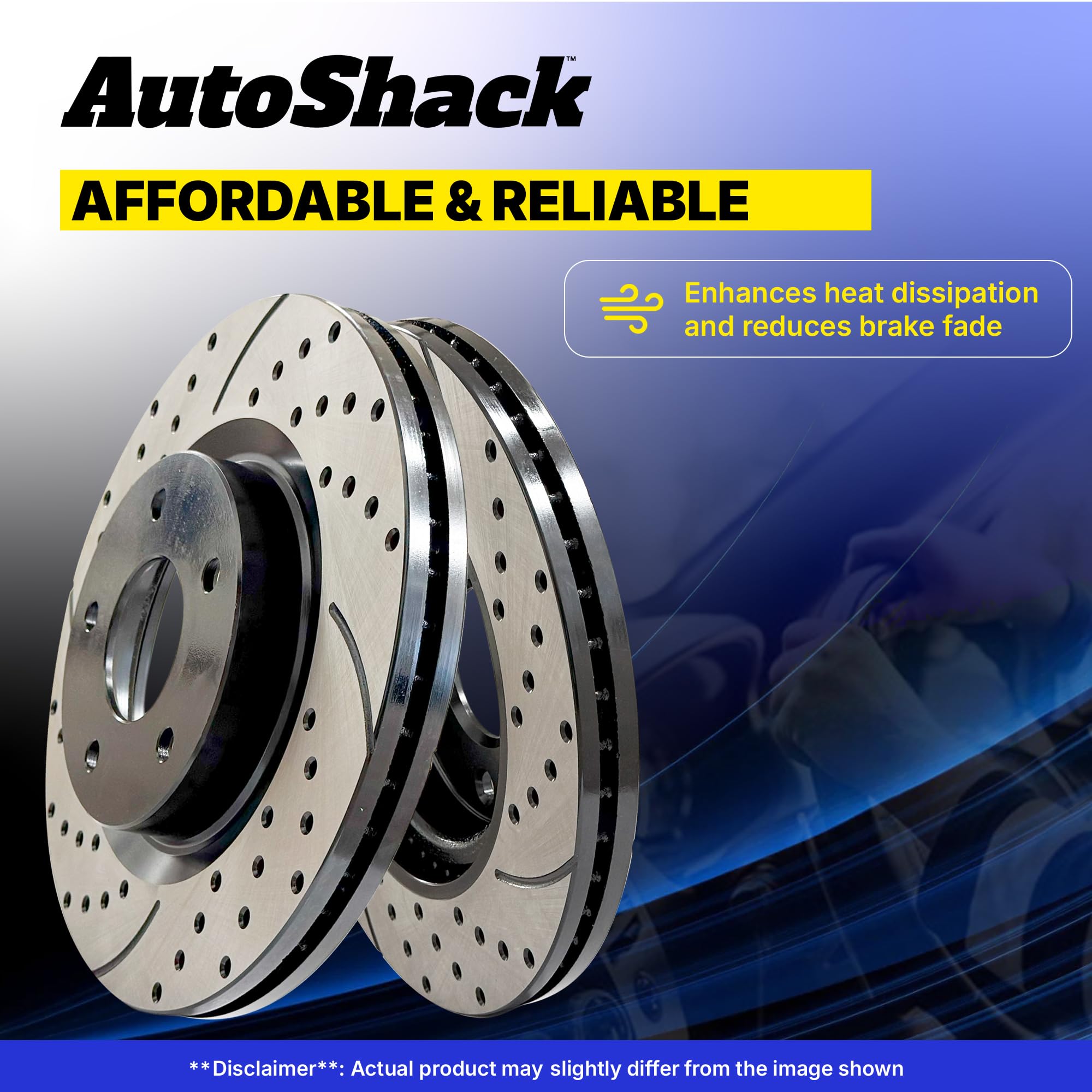 Autoshack Front And Rear Drilled Slotted Brake Rotors Black Set Of 4 Replacement For 2010-2015 Chevrolet Camaro 3.6L V6 Rwd Pr65