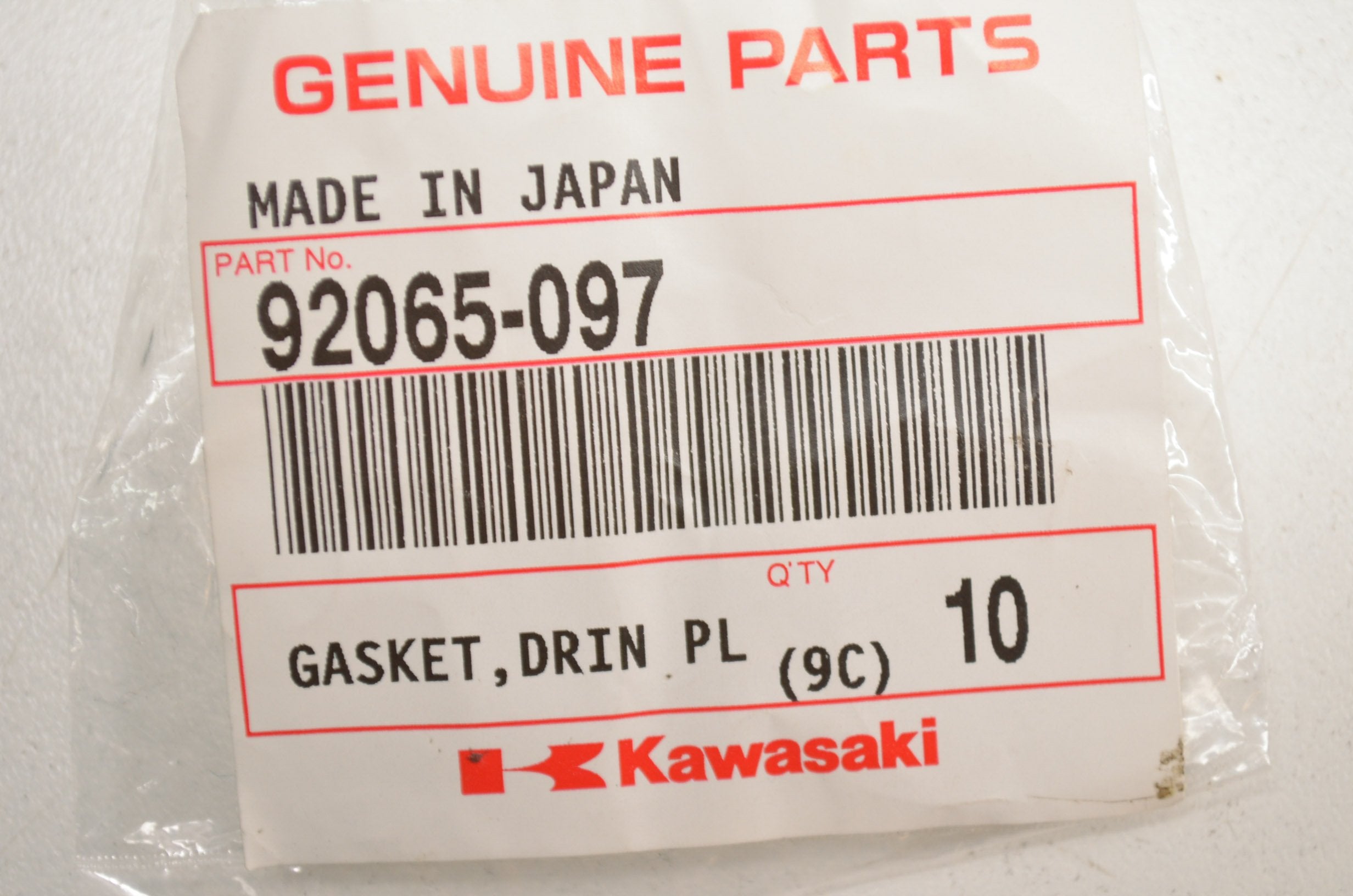 Kawasaki Gasket,Drin Plug Part # 92065-097