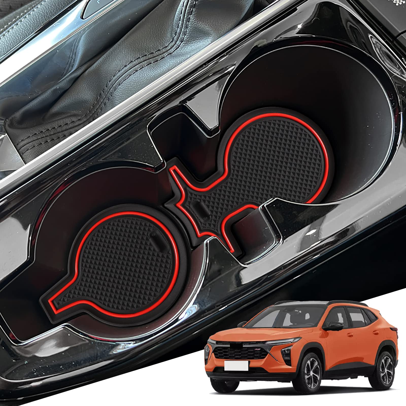 Smabee Fit For 2024 2025 Chevy Trax Door Slot Mats, Cup Holder Inserts For Chevrolet Chevy Trax 2024 2025 Accessories, Door Slot Mats Center Console Liners Trax Ls/1Rs/Lt/2Rs/Activ (Red)