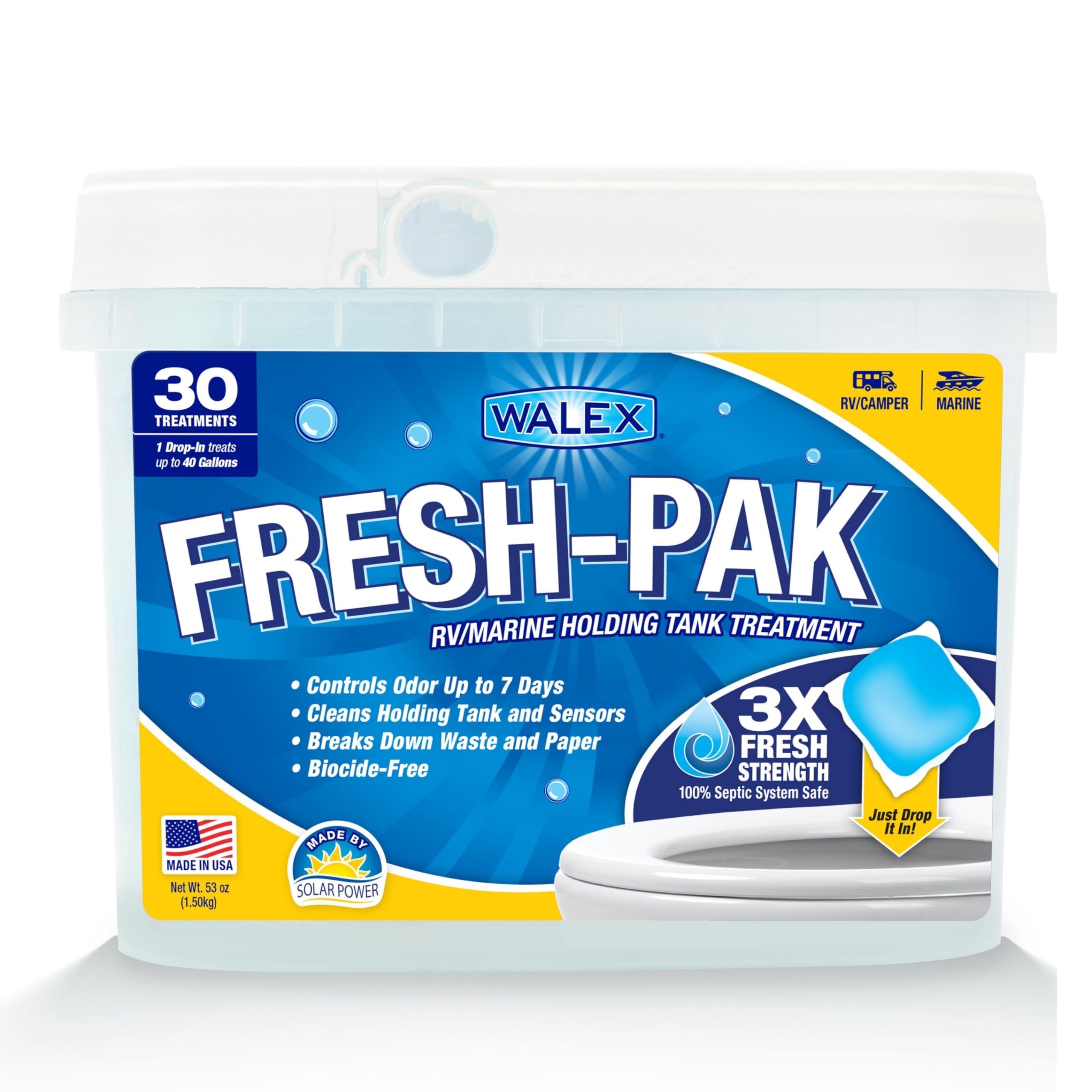 Walex Fresh-Pak Rv/Marine Holding Tank Treatment - Black Water Holding Tank Deodorizer For Rapid Breakdown Of Waste & Toilet Pap