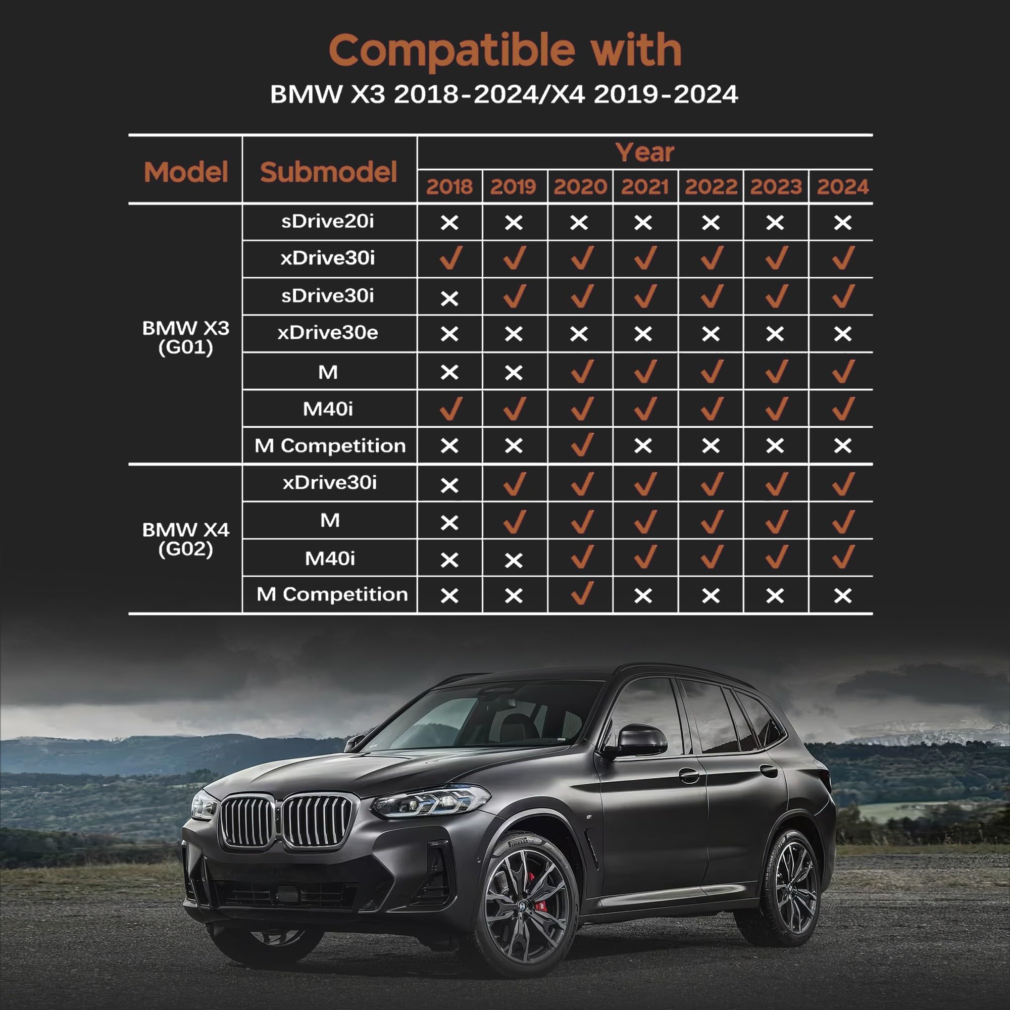 Karpal Floor Mats & Cargo Liner Fit With 2018-2024 Bmw X3 & With 2019-2024 Bmw X4, 1St & 2Nd Row & Cargo Mats For Sdrive30I Xdri