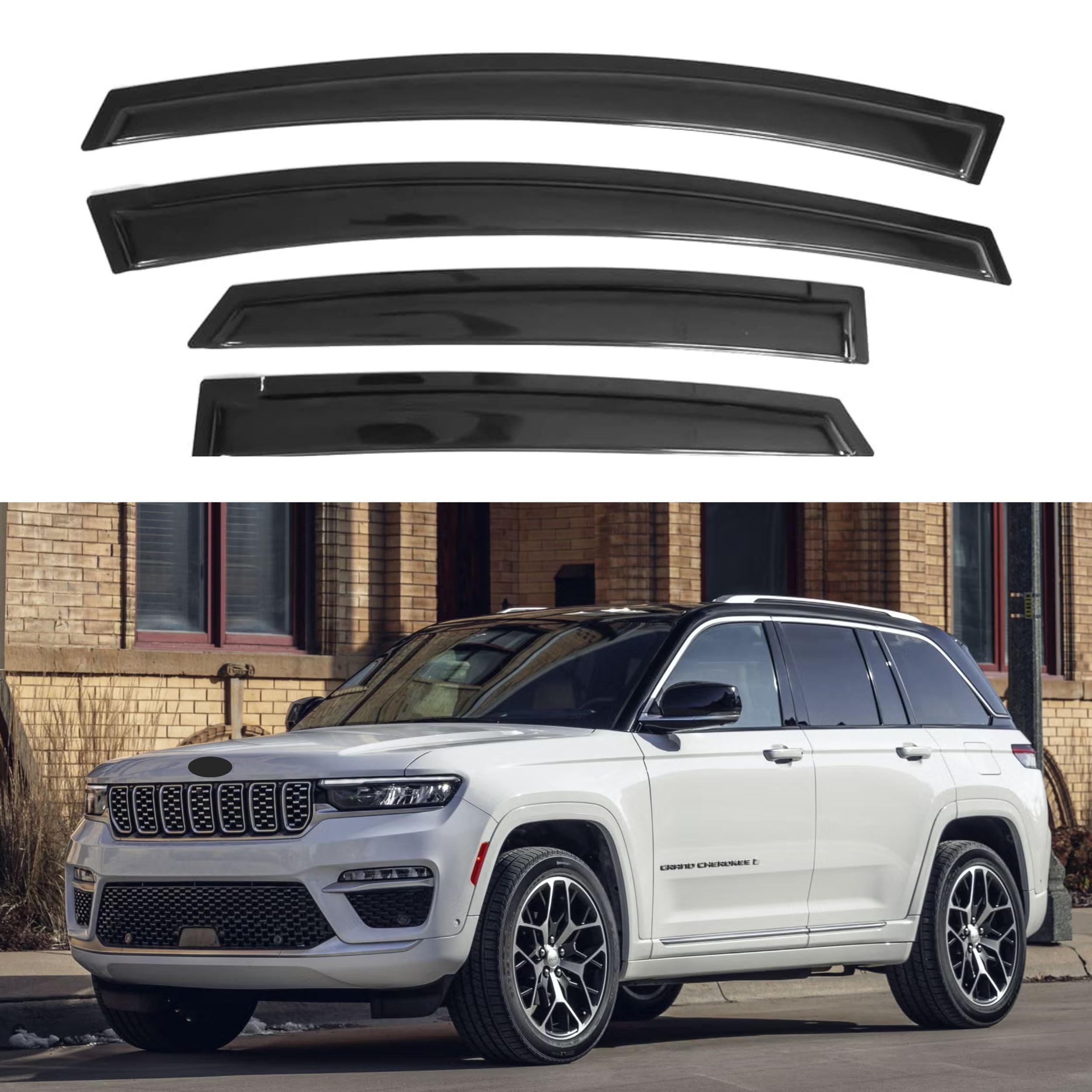 Ig Window Visor For Jeep Grand Cherokee 2022-2024, Rain Guard Tape-On Extra Durable Wind Sun Side Vent Window Deflector, 2022 20