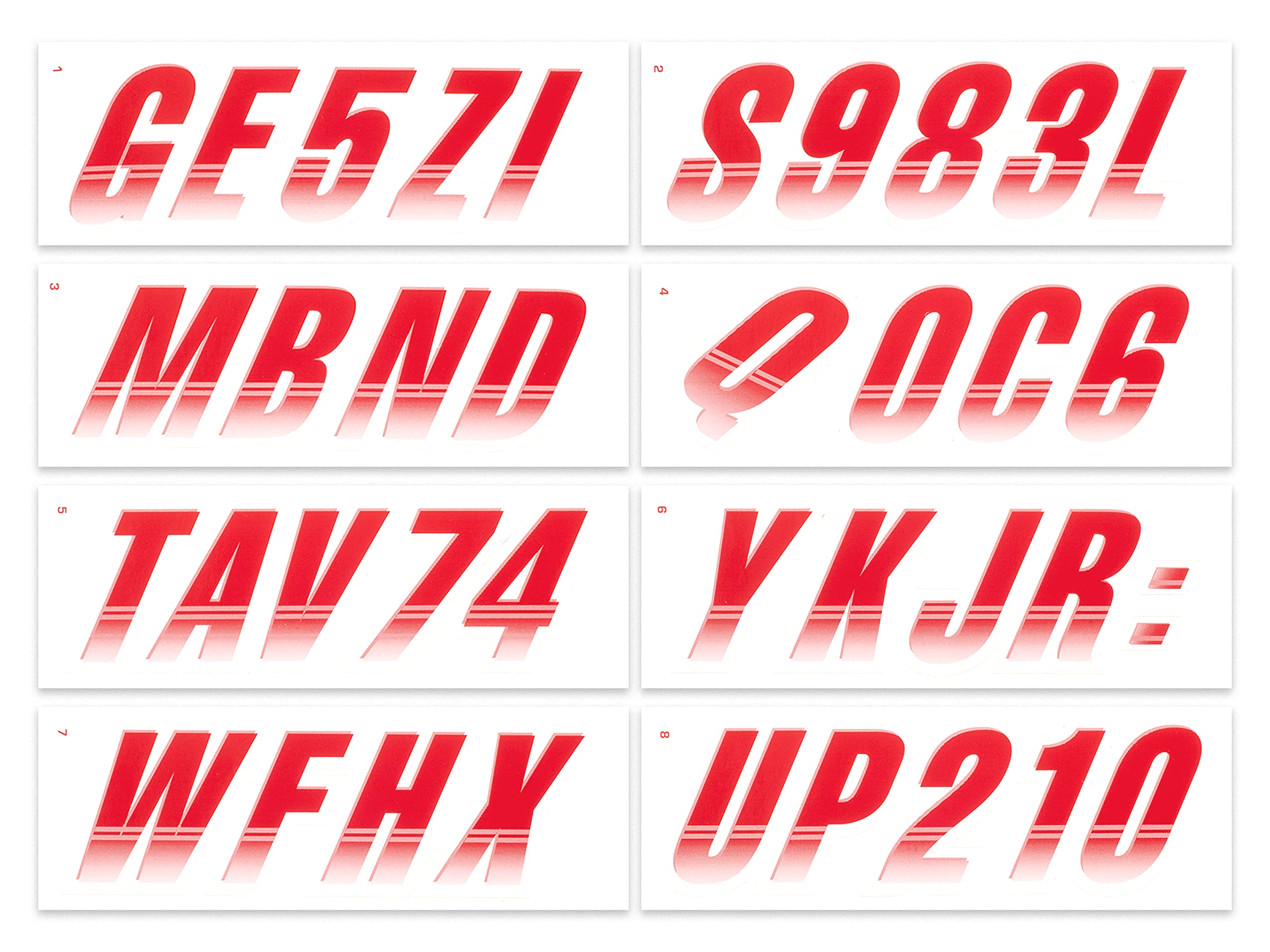 Stiffie Techtron Red/White 3 '' Boat & Pwc Registration Decals  Numbers Letters Stickers