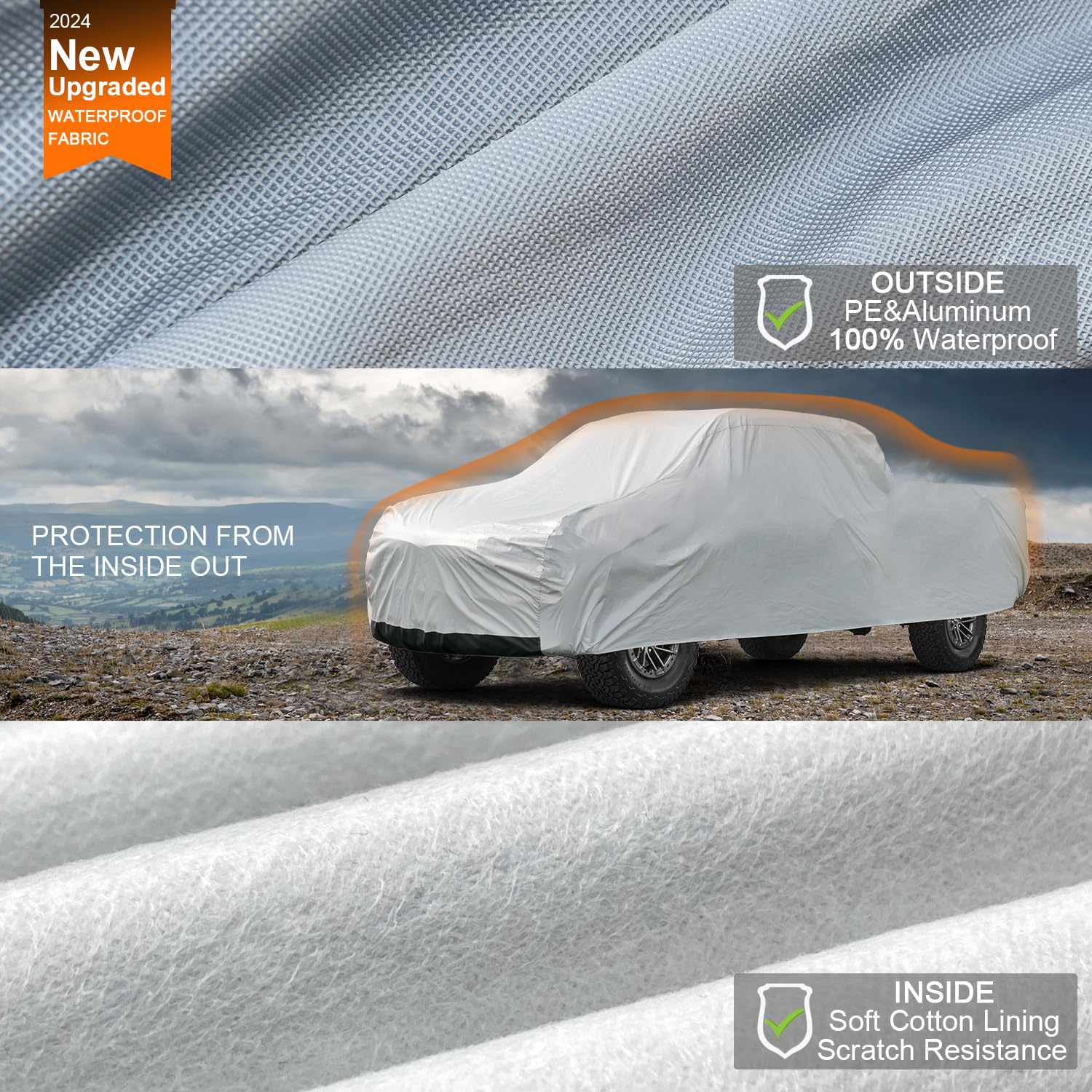 Kayme 6 Layers Truck Cover Waterproof All Weather, Sun Uv Rain Protection Heavy Duty Outdoor Pickup Cover, Universal Fit (Length