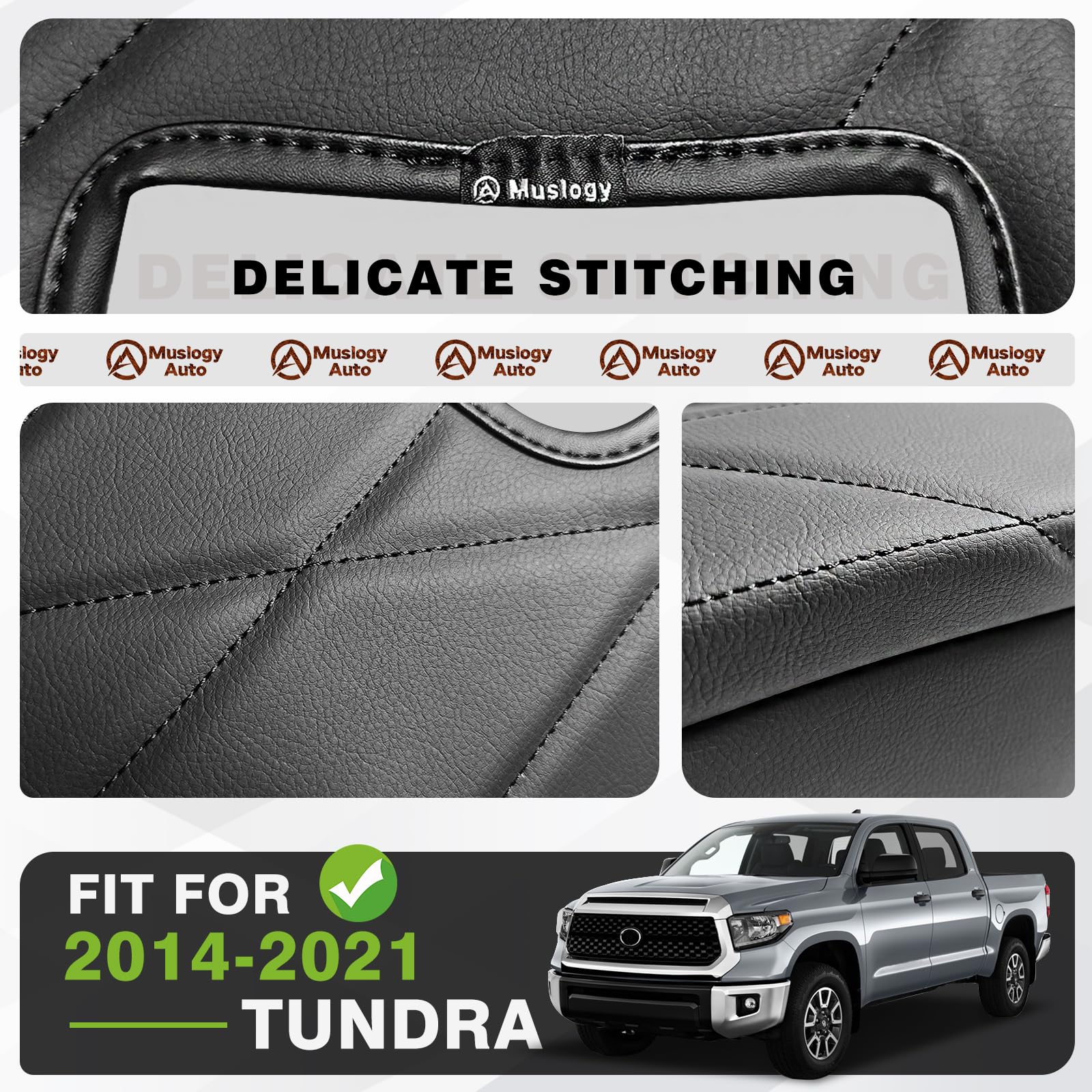 Muslogy Center Console Armrest Cover Compatible With Toyota Tundra 2014-2021 Comfort Armrest Pad Arm Rest Cushion Vegan Leather