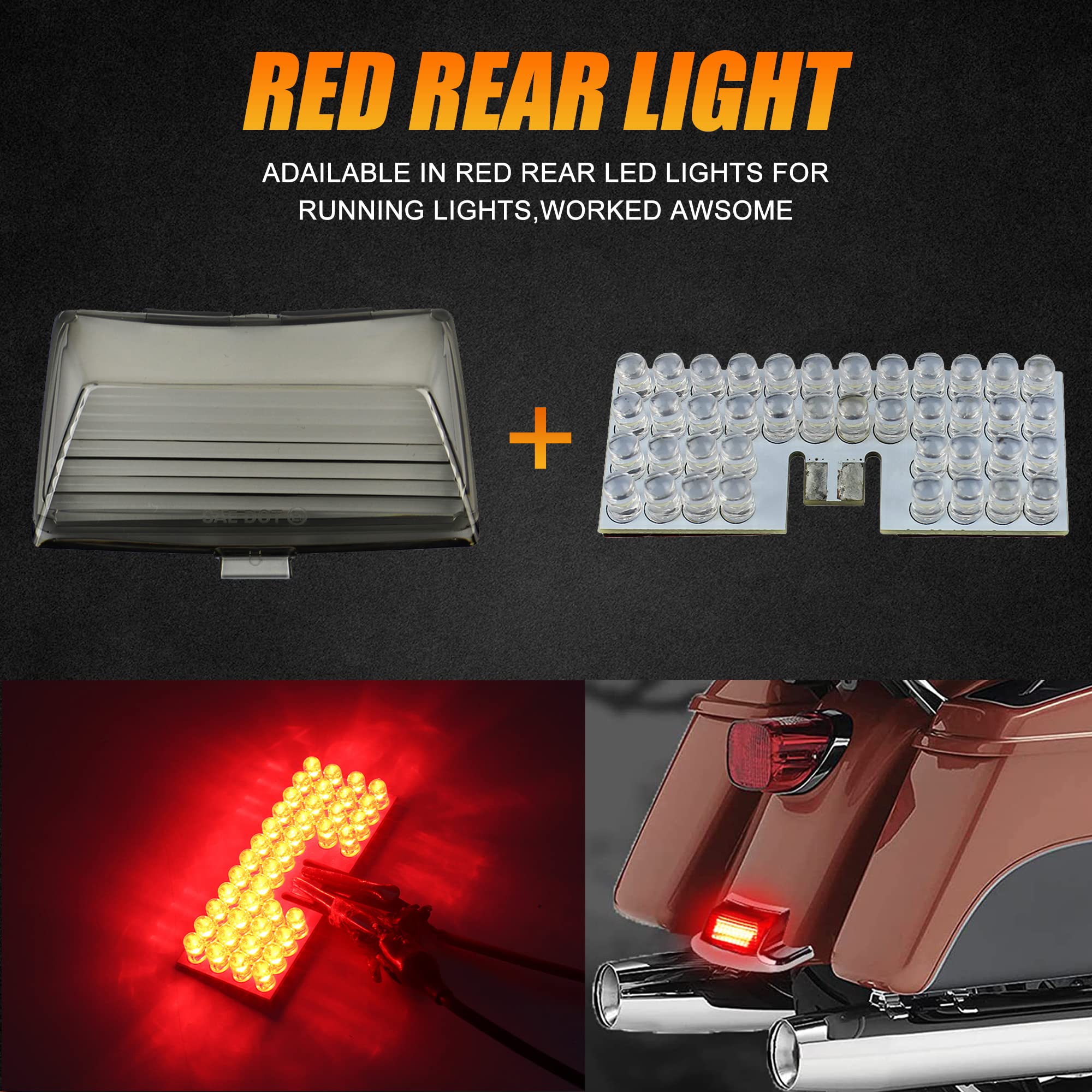 Akmties Fender Tip Led Brake Light For Electra Glide Classic Electra Glide Touring Tour Ultra Limited Flhtc Road King (Red+White)
