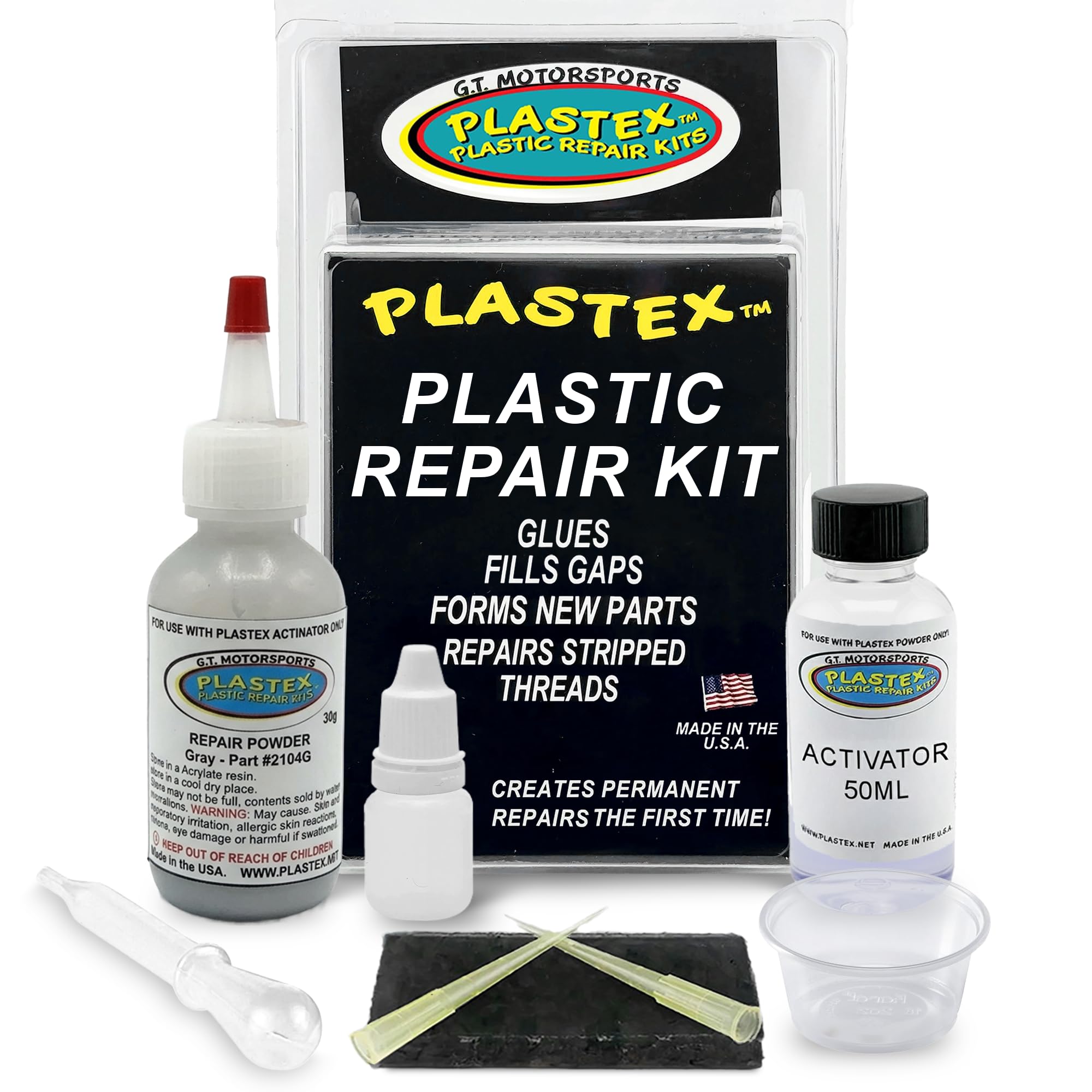 Plastex Plastic Repair Kits - Easily Glue, Repair or Remake Broken Plastic, Fiberglass, Wood & More! (Standard Gray Kit)