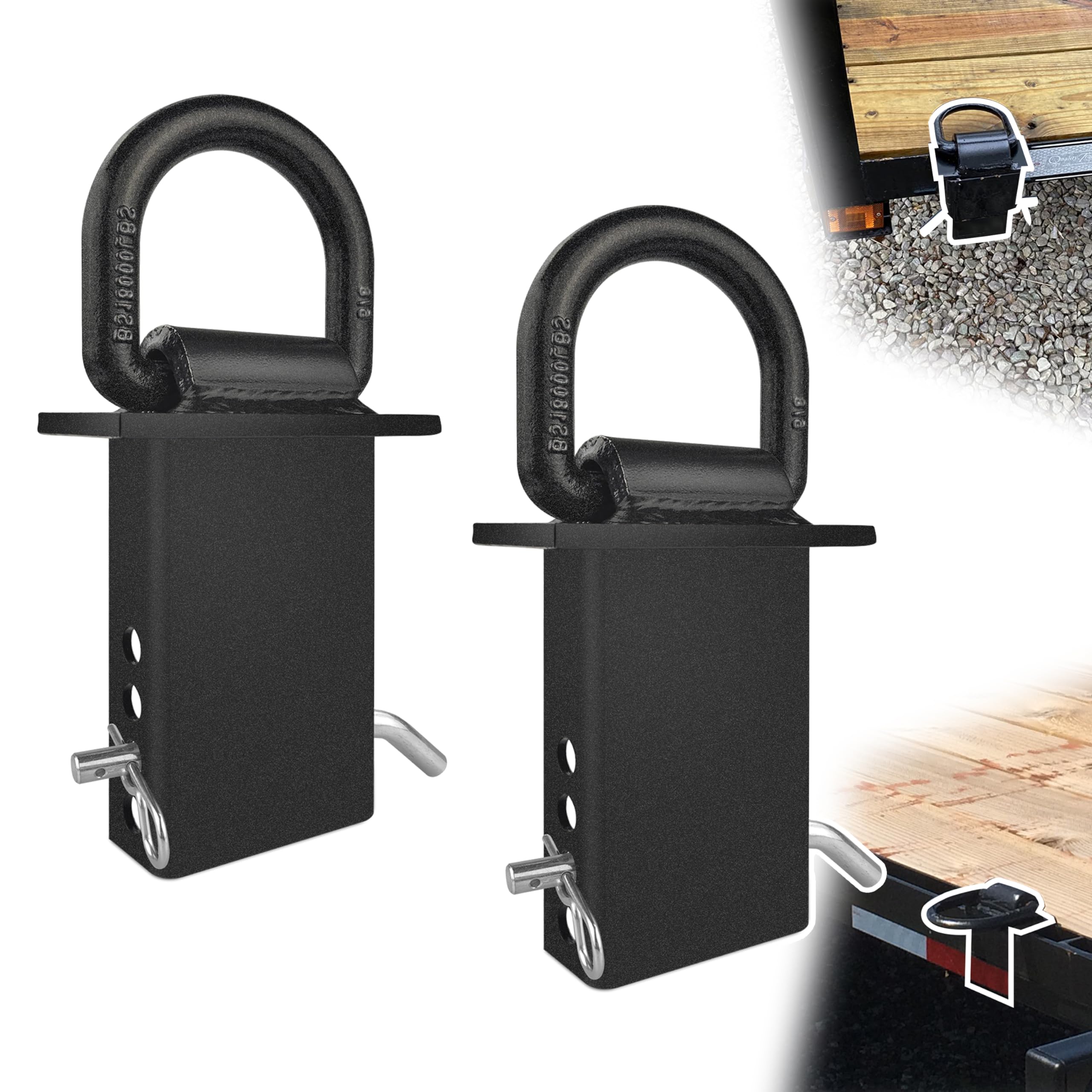 Vonlx Stake Pocket D Rings 2Pcs 18000Lbs Heavy Duty Removable D-Ring Stake Pocket Tie Down For Utility Trailers And Flatbeds Wit