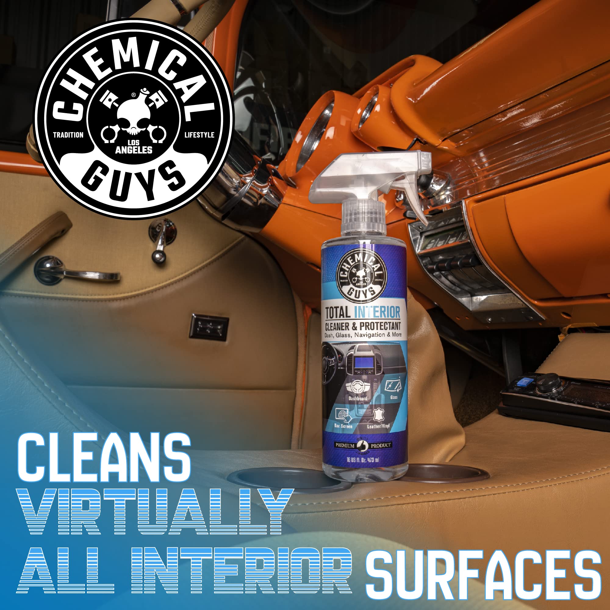 Chemical Guys Total Interior Cleaner And Protectant, Safe For Cars, Trucks, Suvs, Jeeps, Motorcycles, Rvs & More, 16 Fl Oz, (2 P