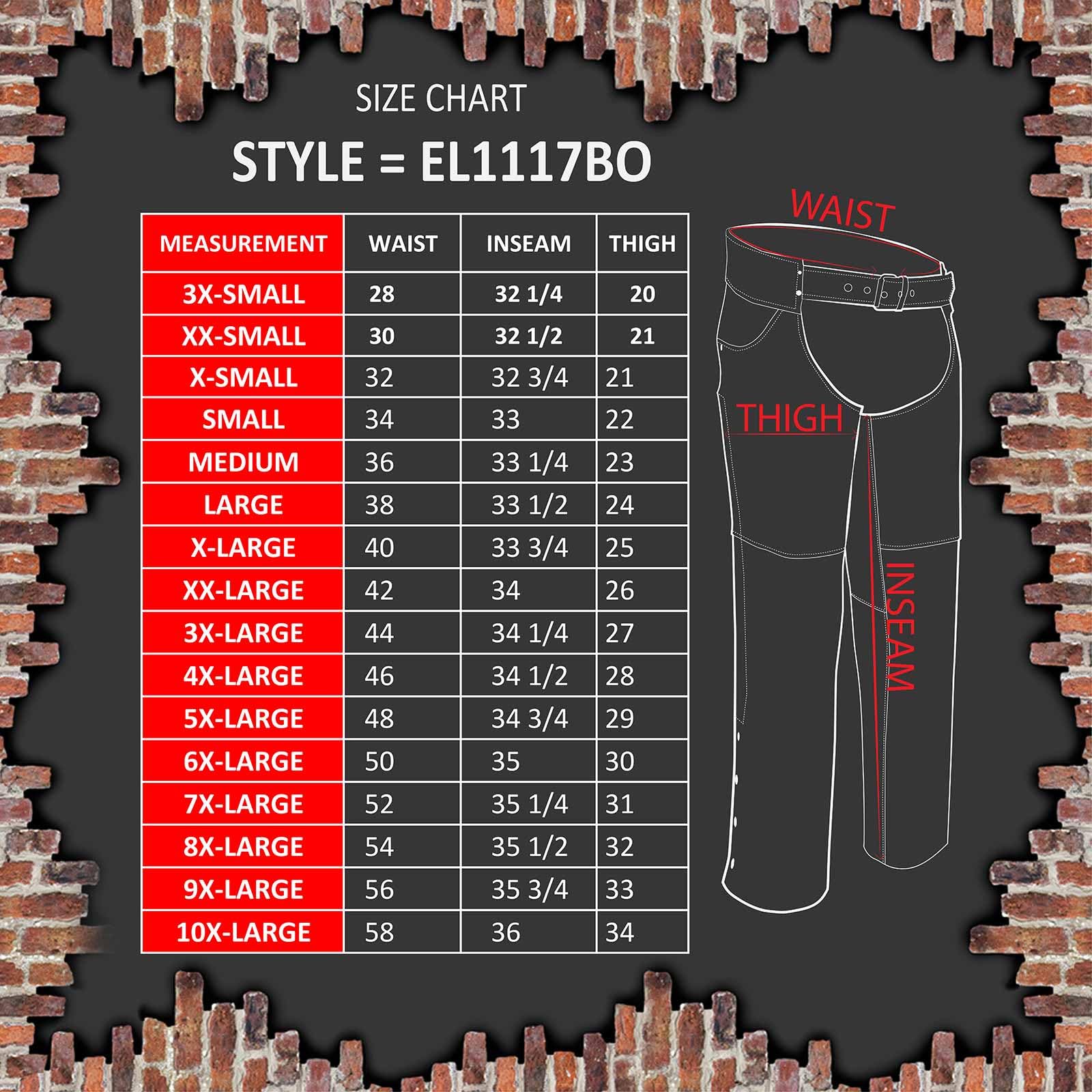 Event Biker El1117Bo Black Real Premium Leather Motorcycle Chaps For Men - Premium Leather Riding Chaps - Large