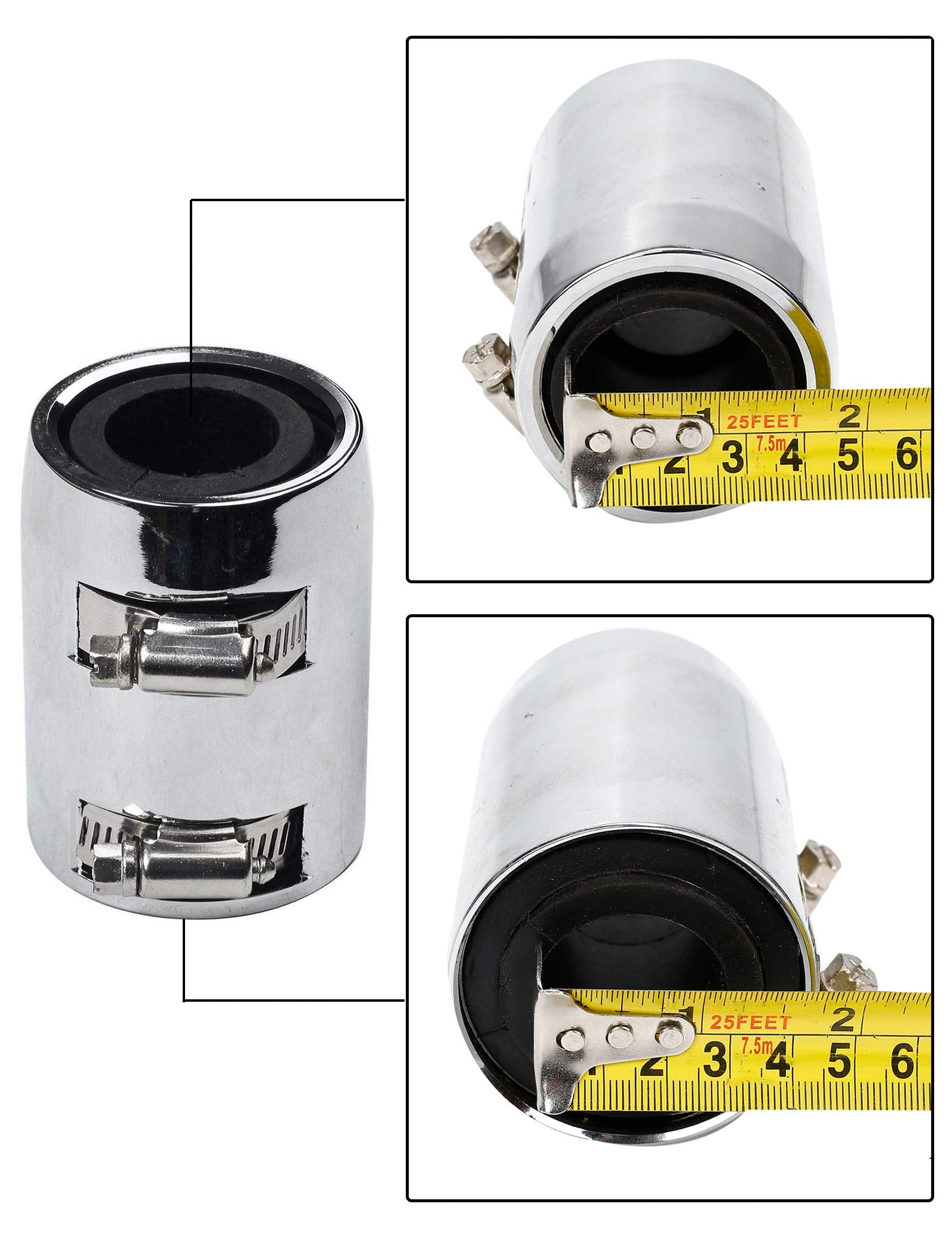 BLACKHORSE-RACING 36 inch Silver Stainless Steel Radiator Flexible Coolant Water Hose Kit and Caps Universal