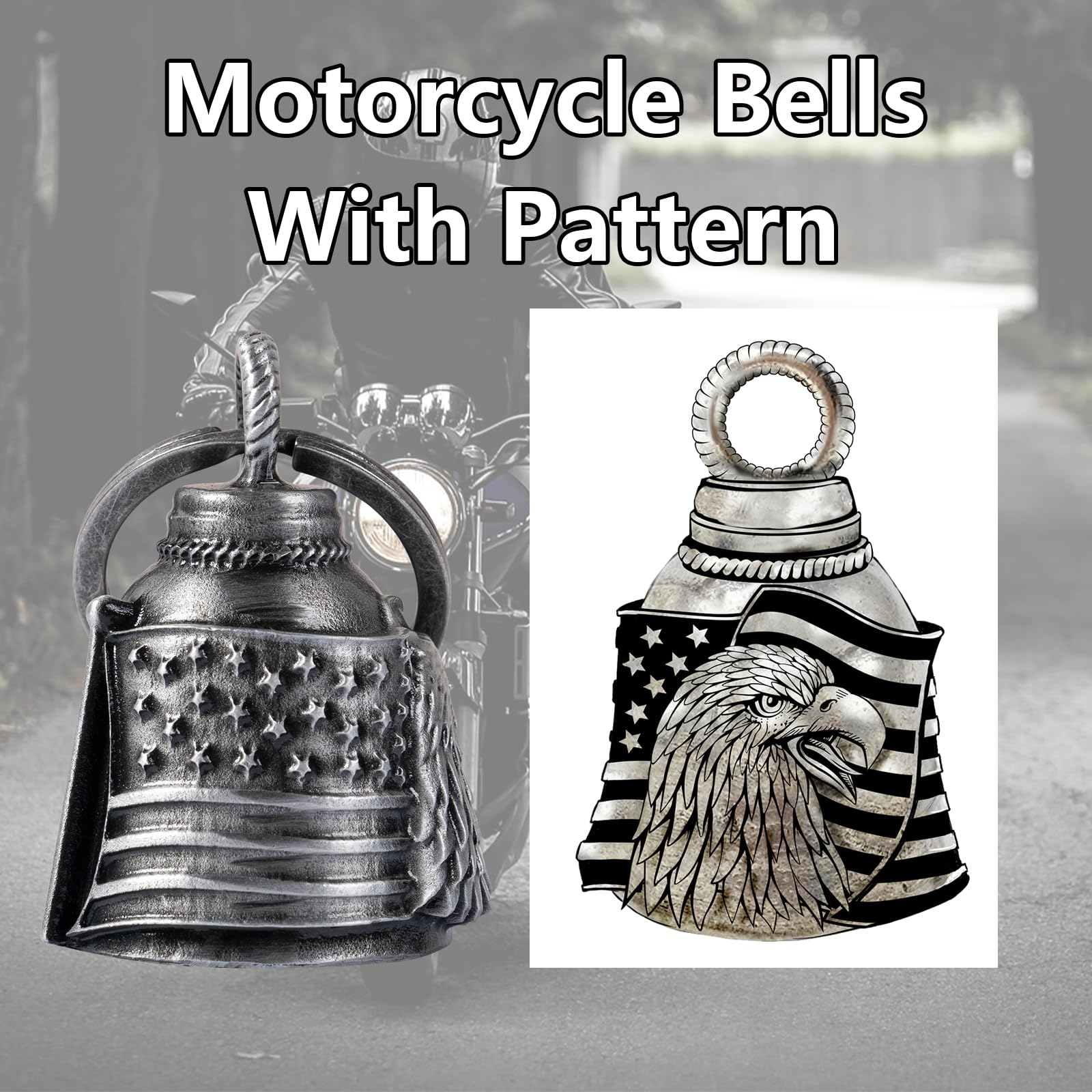 Motorcycle Bells for Biker Good Luck Riding Bells Guardian Biker Bells with Hanger Motorcycle Accessory or Keychain for Luck (US