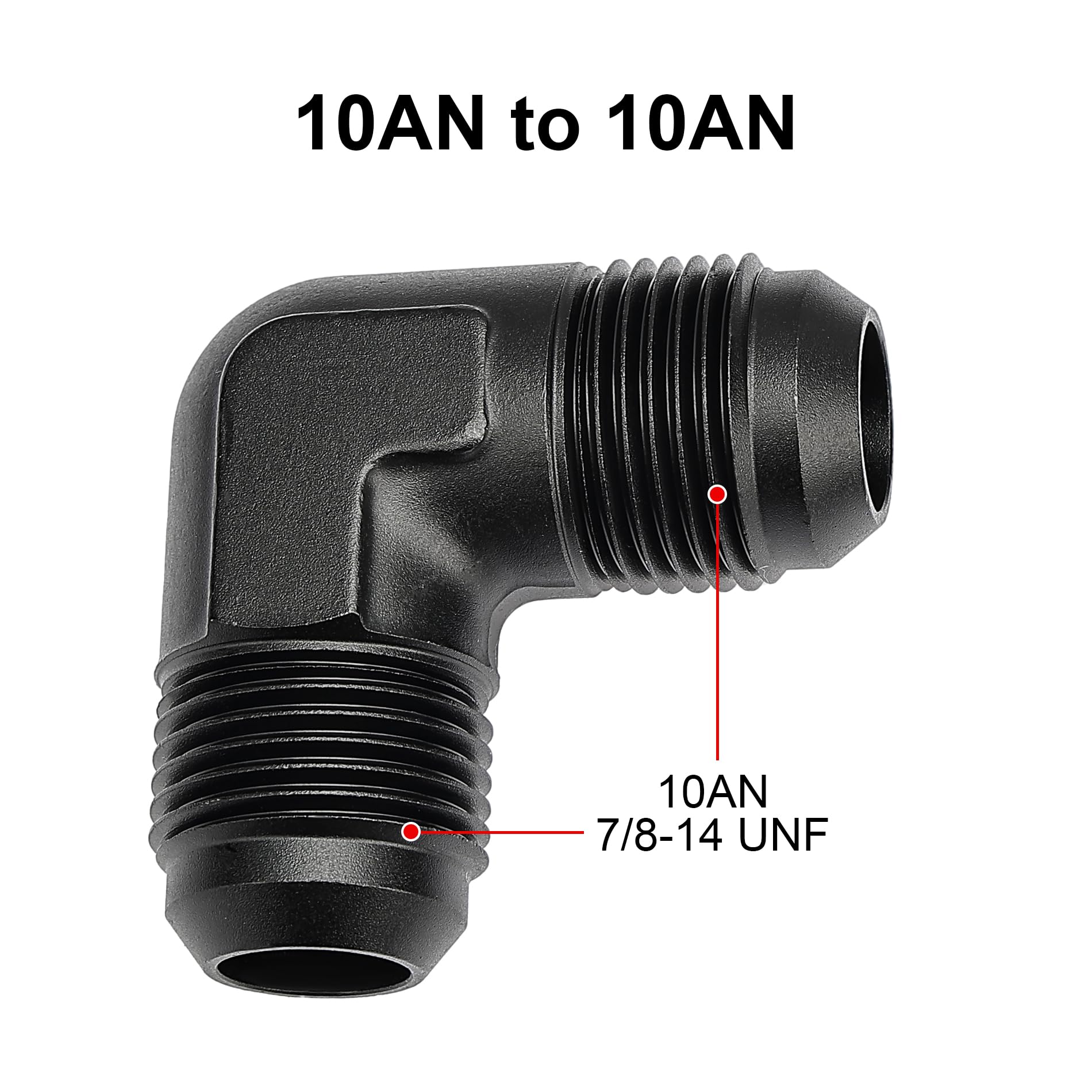EVIL ENERGY 10AN Male to Male Flare 90 Degree Union Coupler Fitting Coupling Aluminum Black