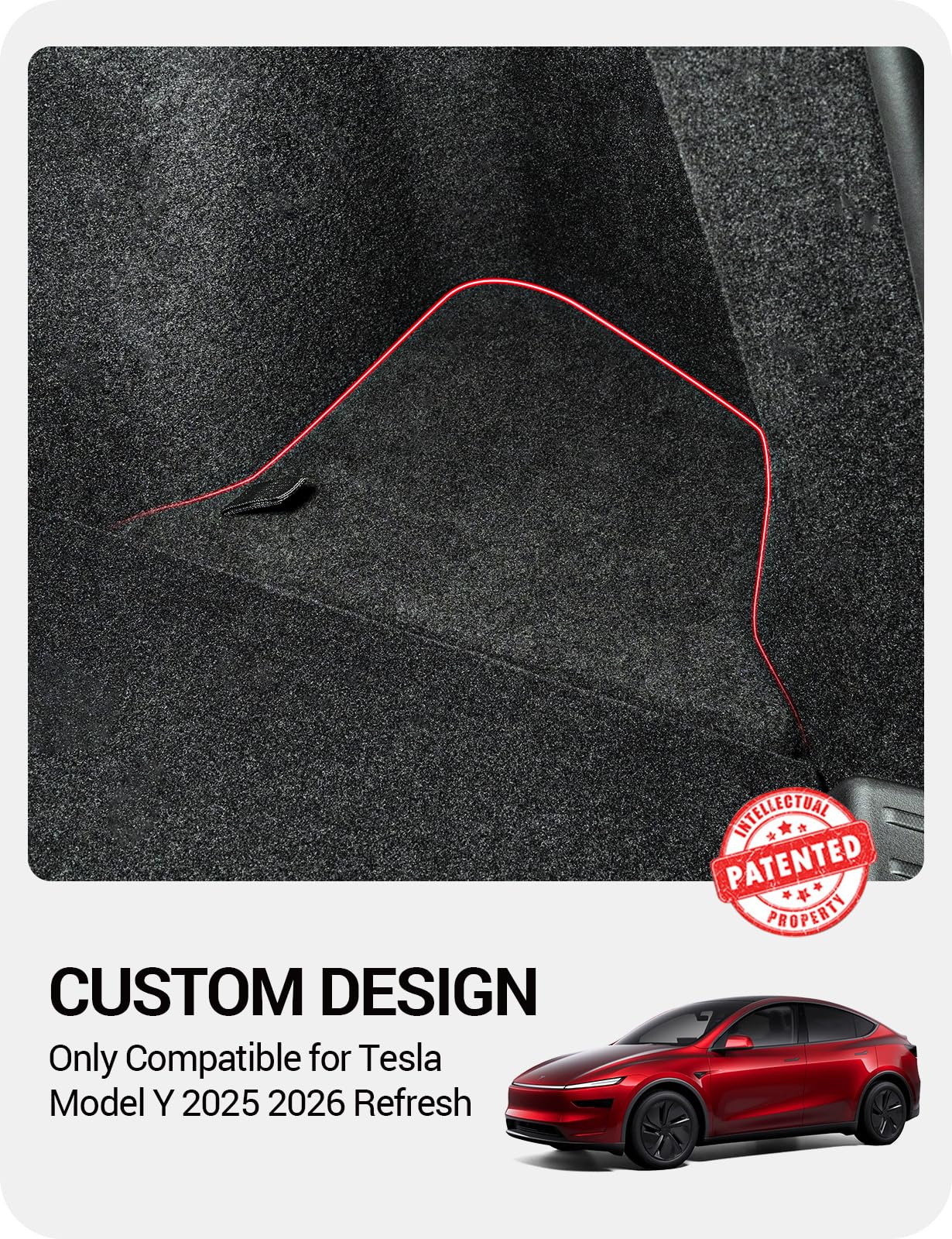 Basenor 2025 2026 Tesla Model Y Trunk Storage Bins, Trunk Organizer With Carpeted Lid, Rear Trunk Side Storage Box For Model Y R