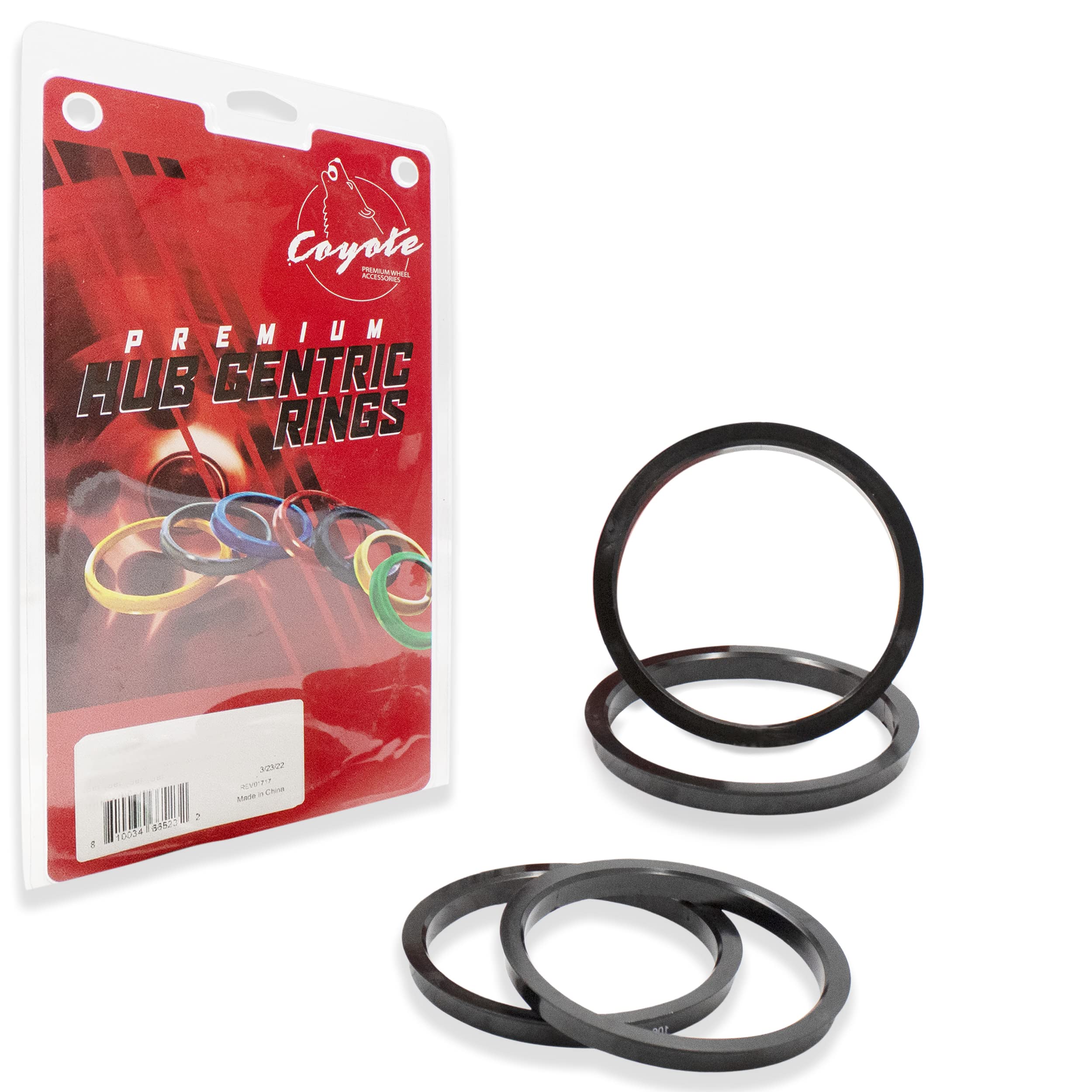 Wheel Accessories Parts Set Of 4 Hub Centric Ring 106.10Mm Od To 78.10Mm Hub Id, Black Polycarbonate (Wheel Hub Ring, 4 Pack, 10