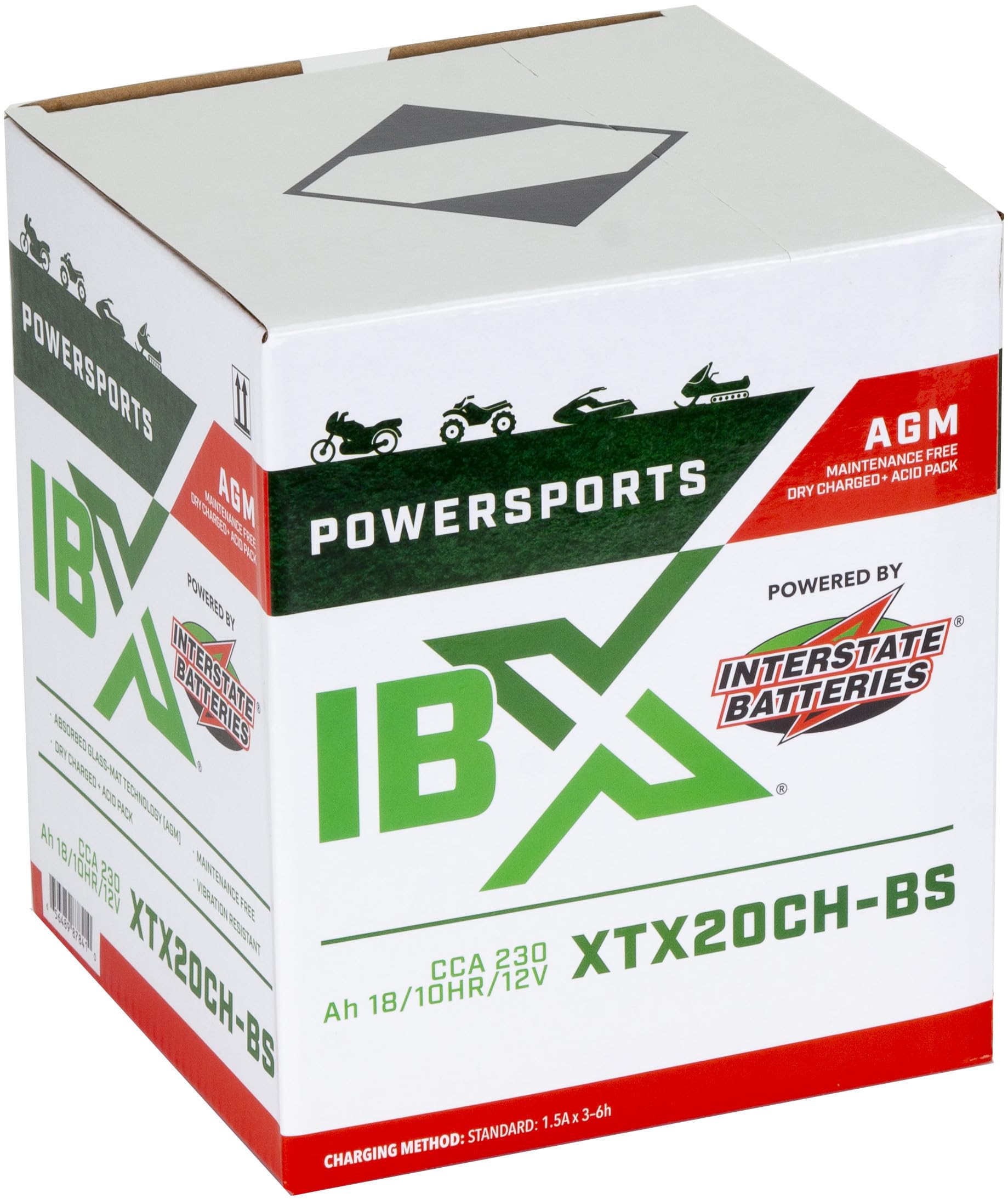 Interstate Batteries Ytx20Ch-Bs 12V 18Ah Powersports Battery 230Cca Agm Rechargeable Replacement For Motorcycles, Atvs, Scooters