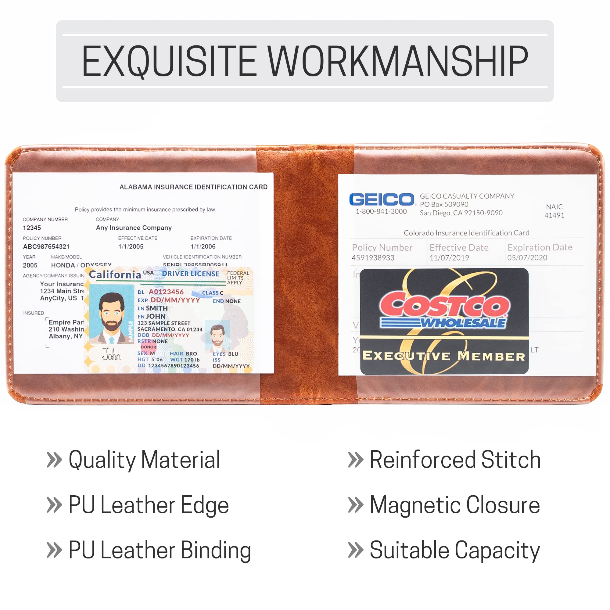 Canopus Car Registration And Insurance Holder, Magnetic Closure, Embossed Card Document Holder, Vehicle Glove Box Organizer, Wal